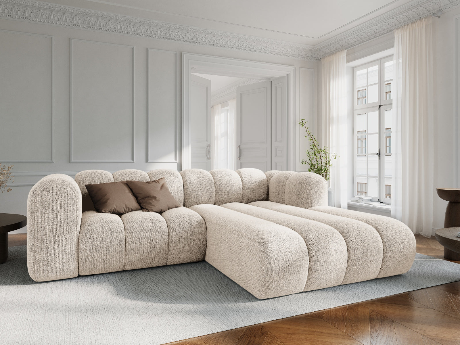 Entdecken Sie das stilvolle Lupine Ecksofa rechts 3 Sitzer von Micadoni – perfekt für modernes Wohnen, komfortabel und anpassbar.