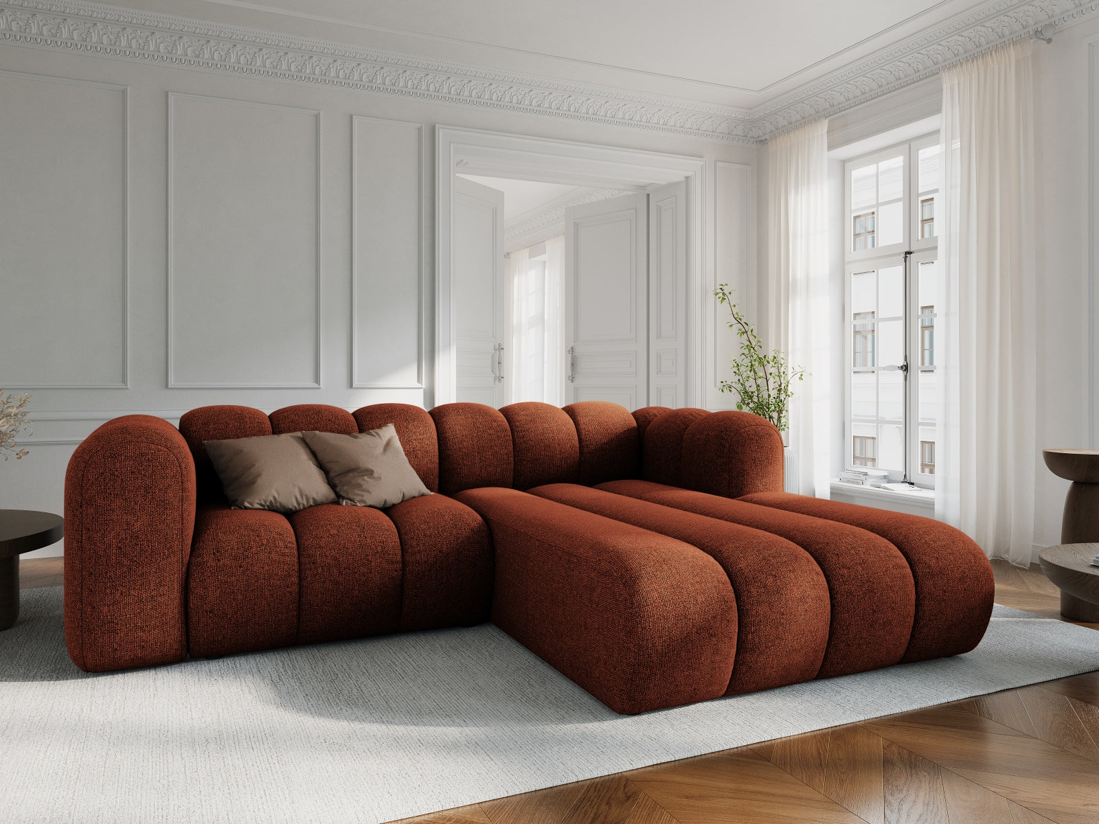 Entdecken Sie das stilvolle Lupine Ecksofa rechts 3 Sitzer von Micadoni – perfekt für modernes Wohnen, komfortabel und anpassbar.