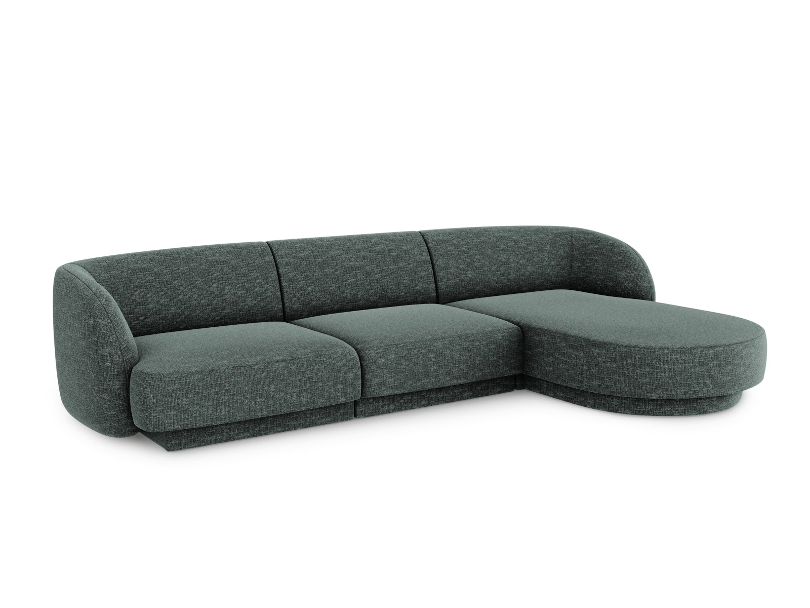 Stylisches Miley Ecksofa rechts, 4-Sitzer in elegantem Petrol-Haga, ideal für moderne Wohnräume. Hochwertige Verarbeitung von Micadoni.