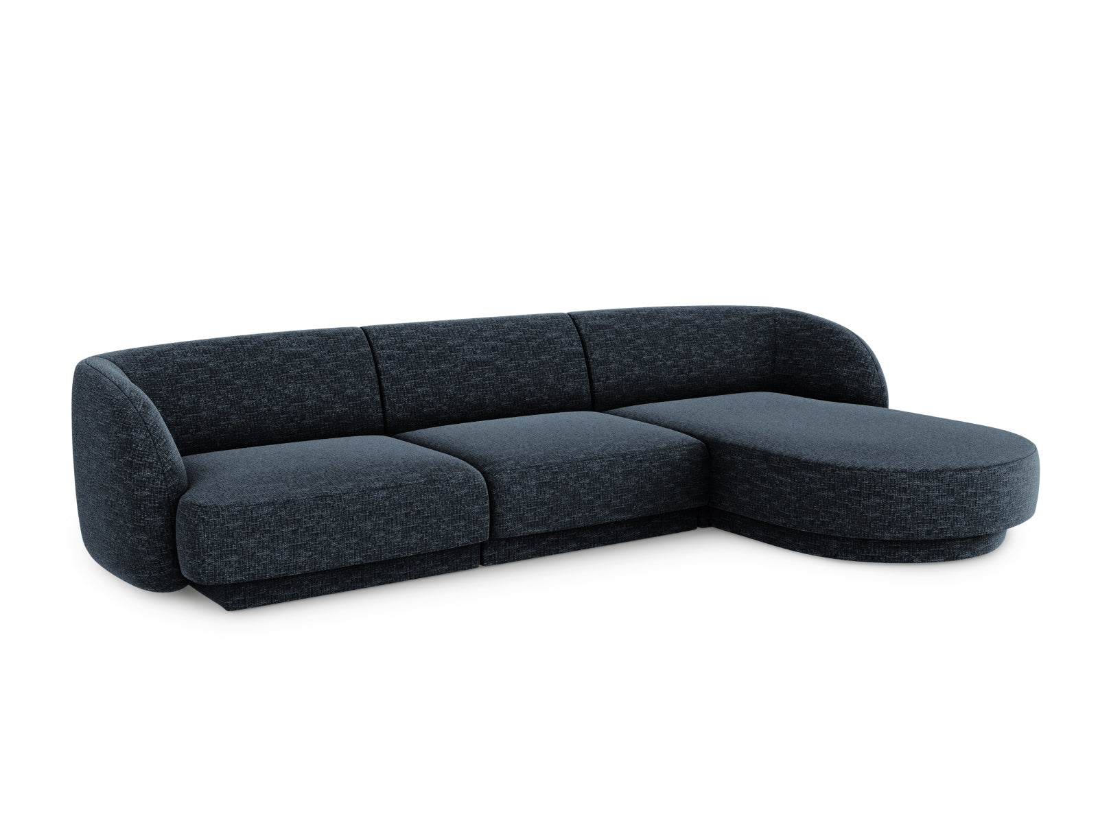 Elegantes Miley Ecksofa rechts, 4-Sitzer in Royal Blue-Haga, ideal für stilvolle Wohnräume. Hochwertige Verarbeitung von Micadoni.