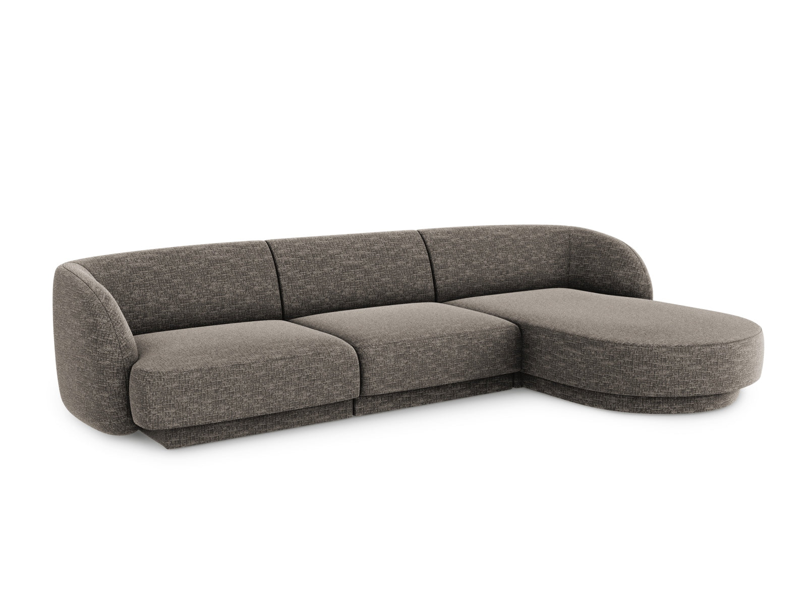 Stylisches Miley Ecksofa rechts, 4-Sitzer in elegantem Grau, ideal für moderne Wohnräume. Hochwertige Verarbeitung von Micadoni.