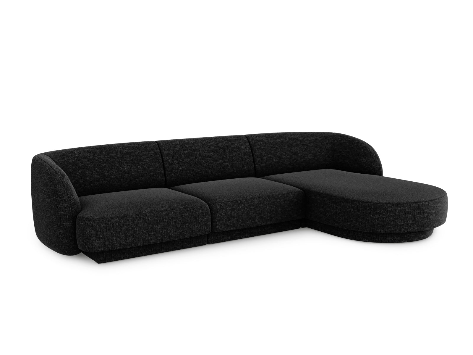 Elegantes Miley Ecksofa rechts, 4-Sitzer in stilvollem Black-Haga, ideal für moderne Wohnräume. Hochwertige Verarbeitung von Micadoni.