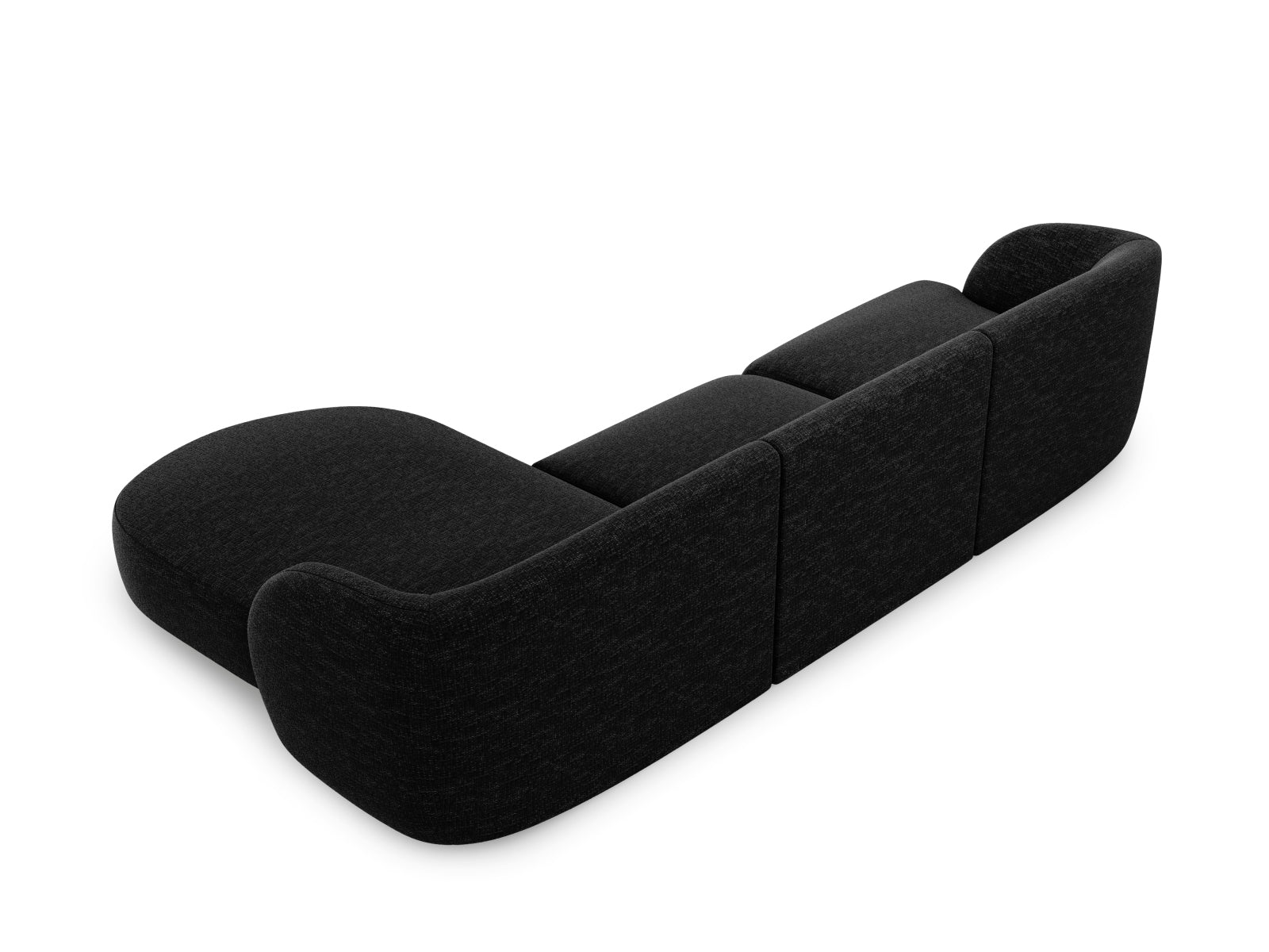 Modernes Miley Ecksofa rechts, 4-Sitzer in edlem Black-Haga, perfekt für stilvolle Wohnzimmer. Hochwertige Materialien von Micadoni.