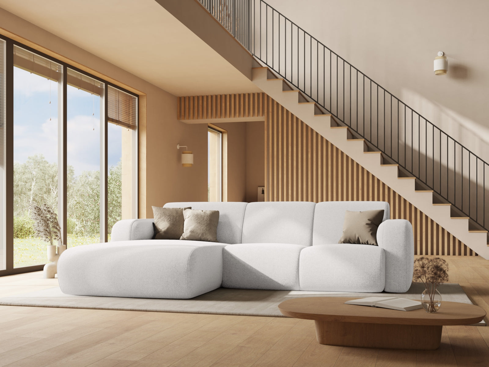 Entdecken Sie das elegante Molino Ecksofa rechts 4 Sitzer von Micadoni – stilvoll, komfortabel und perfekt für Ihr Wohnzimmer.