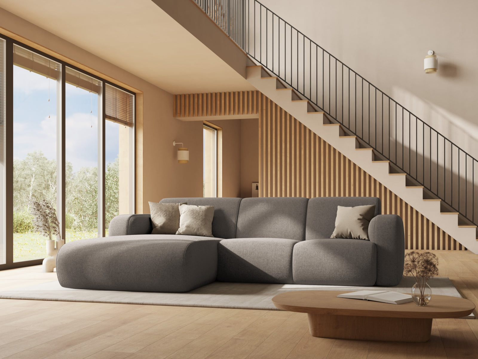 Entdecken Sie das elegante Molino Ecksofa rechts 4 Sitzer von Micadoni – stilvoll, komfortabel und perfekt für Ihr Wohnzimmer.