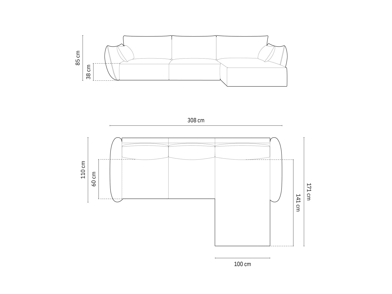 Das Kaelle Ecksofa rechts 4 Sitzer von Micadoni vereint elegantes Design und hohen Komfort – ideal für Ihr modernes Wohnzimmer.