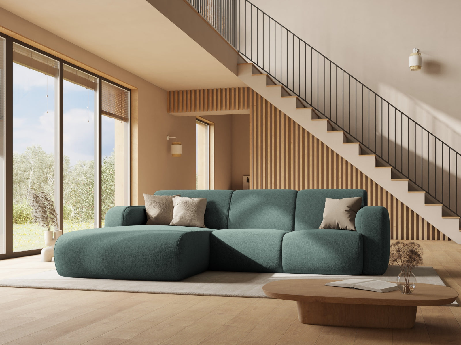 Entdecken Sie das elegante Molino Ecksofa rechts 4 Sitzer von Micadoni – stilvoll, komfortabel und perfekt für Ihr Wohnzimmer.