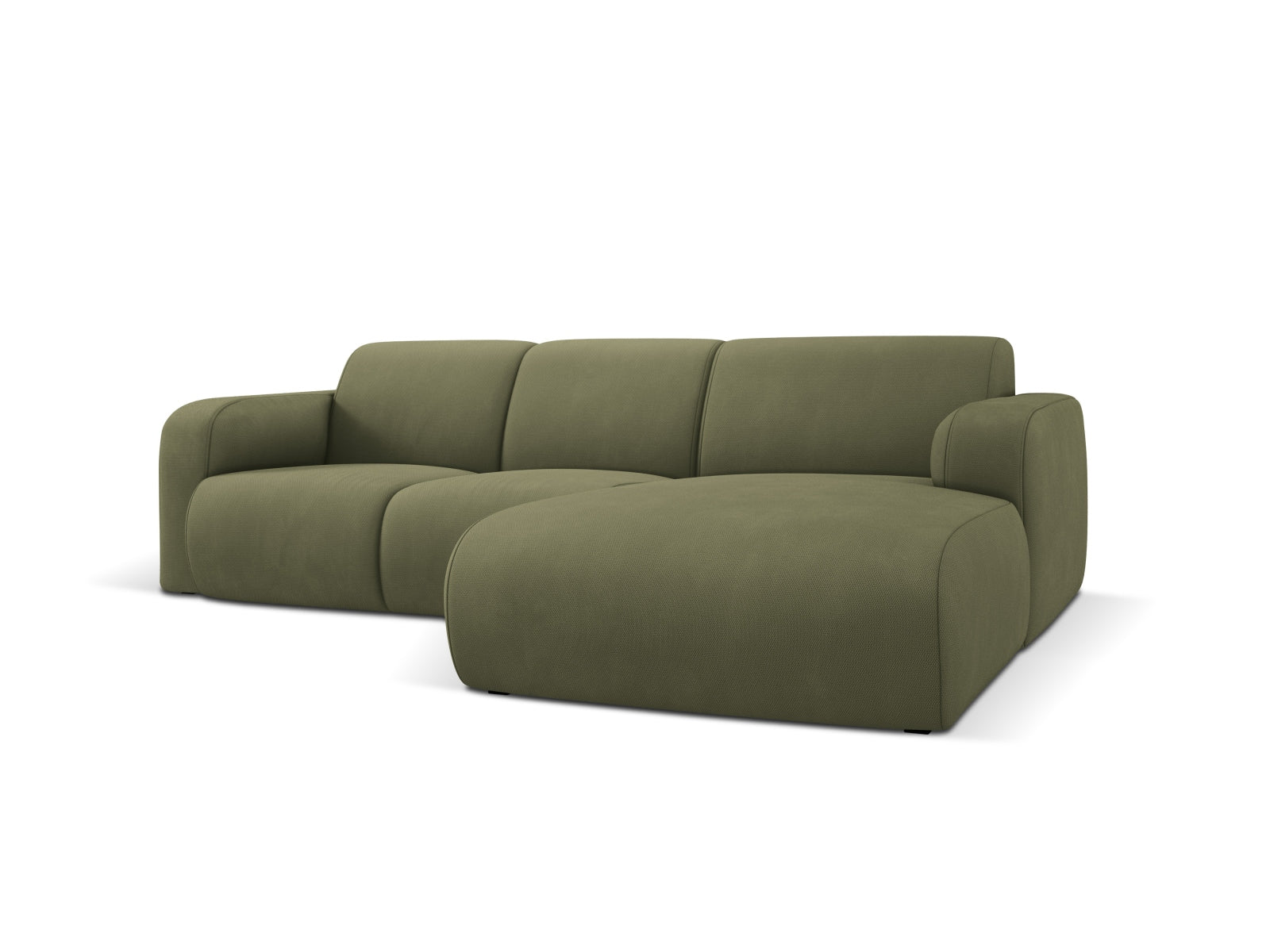 Stylisches Molino Ecksofa rechts, 4-Sitzer in sanftem Light Green, ideal für moderne Wohnräume. Hochwertige Verarbeitung von Micadoni.