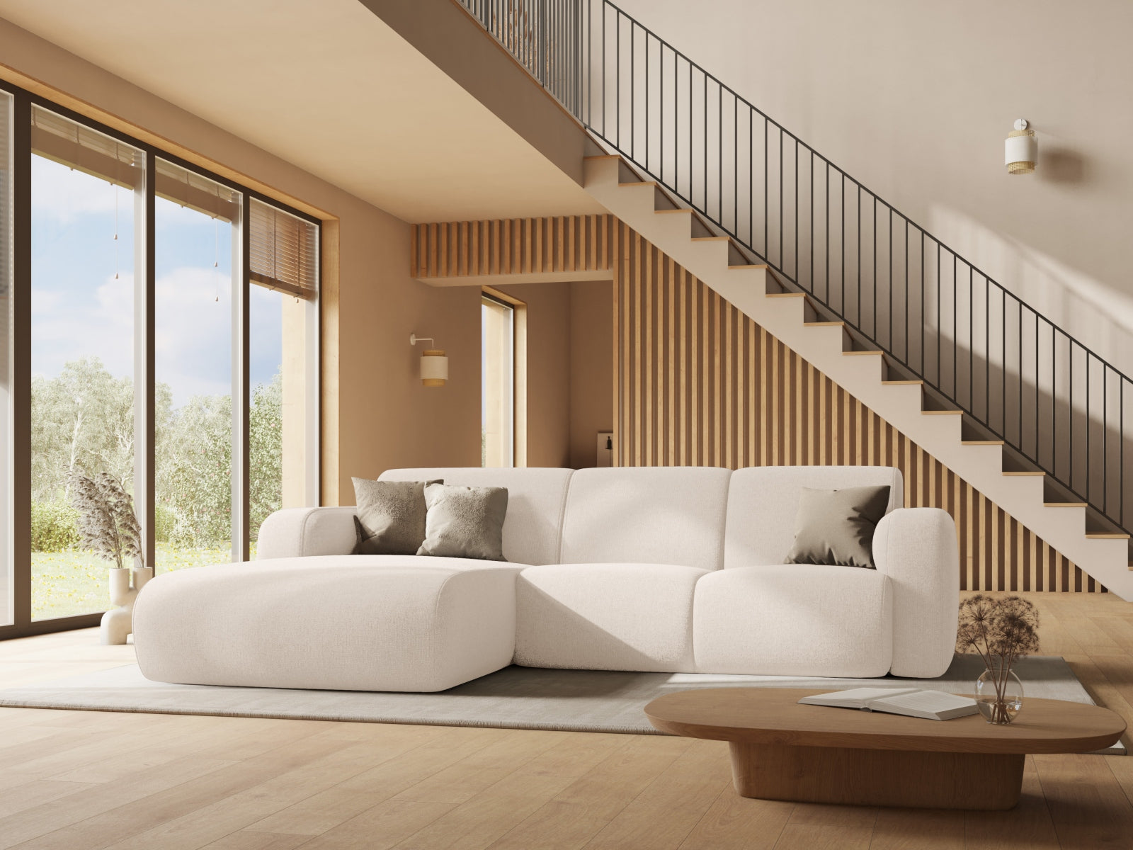 Entdecken Sie das elegante Molino Ecksofa rechts 4 Sitzer von Micadoni – stilvoll, komfortabel und perfekt für Ihr Wohnzimmer!