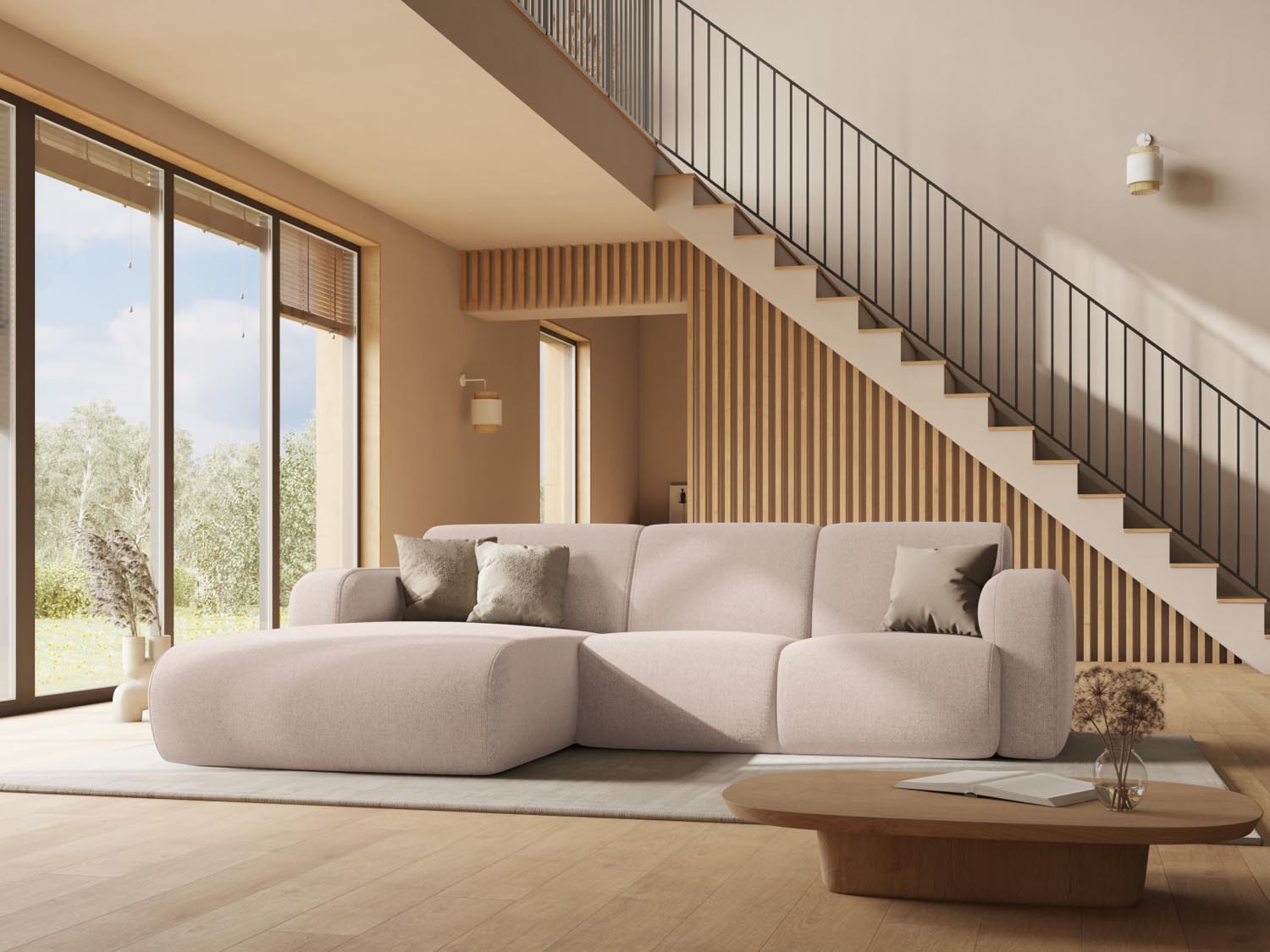 Elegantes Molino Ecksofa in Bottle Green-Rebel, 4-Sitzer, ideal für stilvolle Wohnräume, präsentiert von Micadoni.