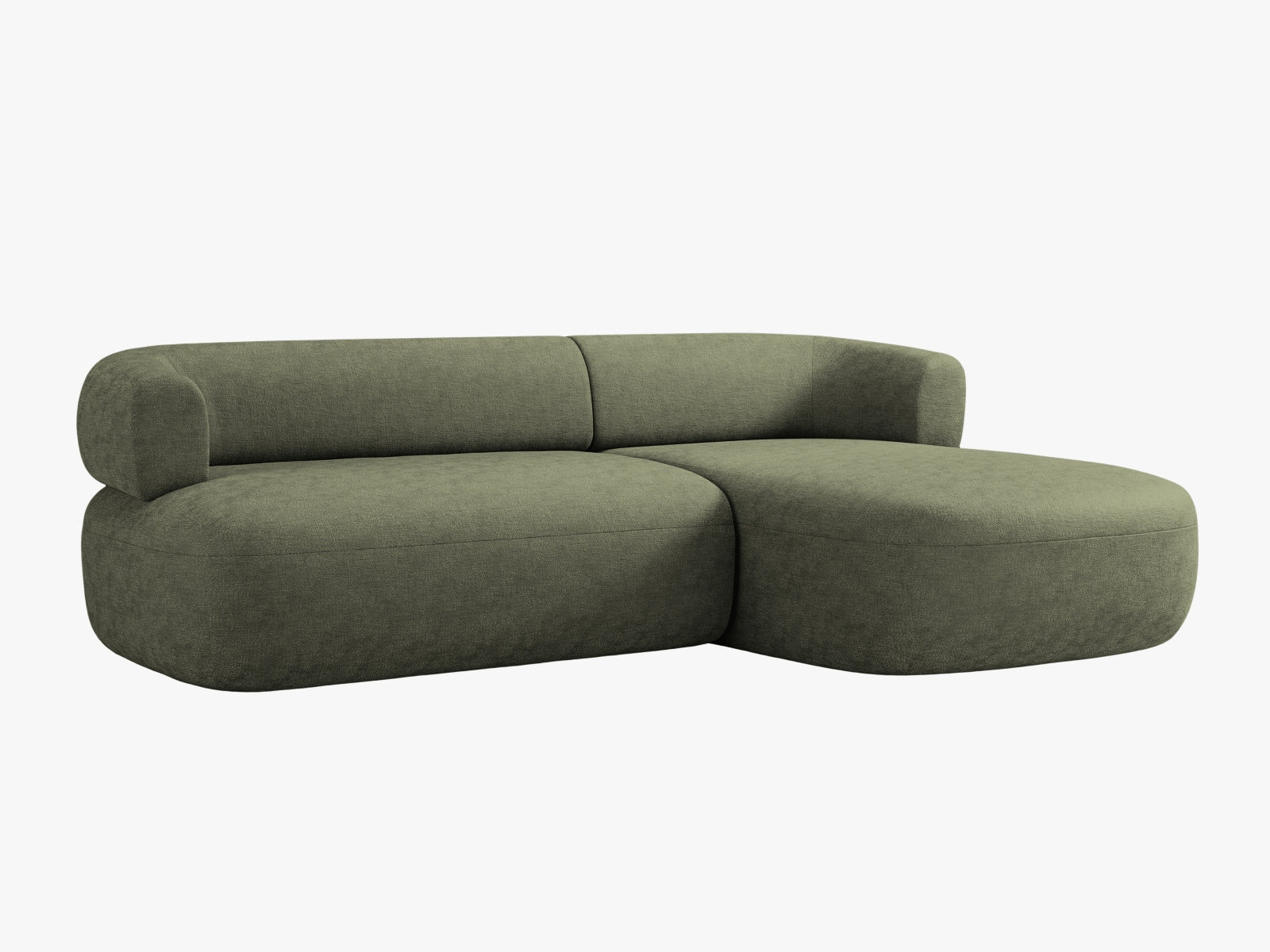 Gemütliches 5-Sitzer Ecksofa Jenny in ansprechendem Grün, perfekt für stilvolle Wohnzimmer. Hochwertige Materialien und modernes Design von Micadoni.