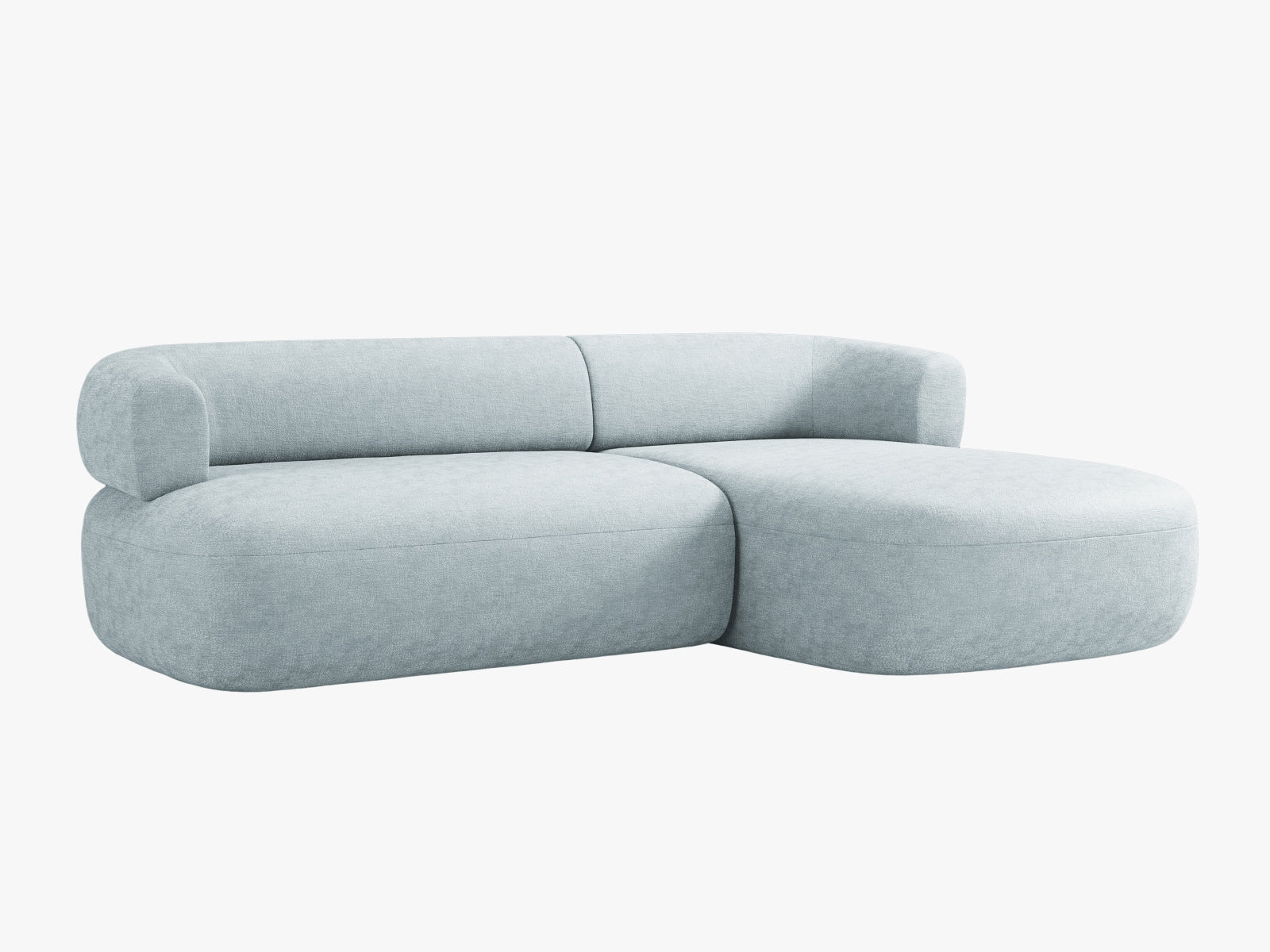 Modernes 5-Sitzer Ecksofa Jenny in sanftem Hellblau, perfekt für gemütliche Wohnzimmer. Hochwertige Materialien und stilvolles Design von Micadoni.