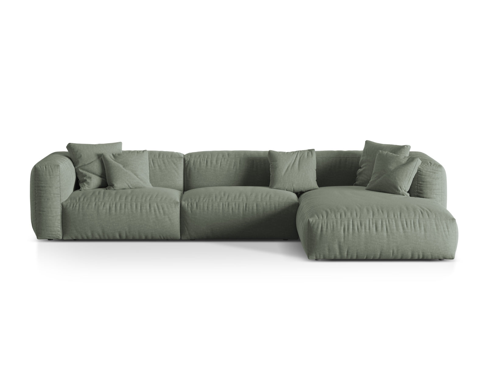 Martina Modulares Ecksofa rechts 3 Sitzer in Moss Green-Boston präsentiert im Onlineshop von KAQTU Design AG. L-Sofa rechts ist von Micadoni