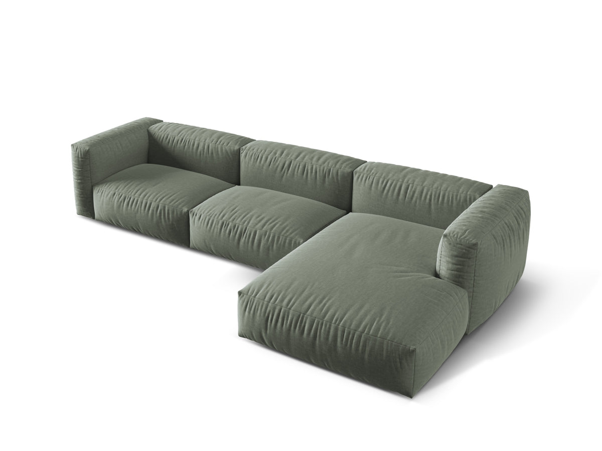 Martina Modulares Ecksofa rechts 3 Sitzer in Moss Green-Boston präsentiert im Onlineshop von KAQTU Design AG. L-Sofa rechts ist von Micadoni