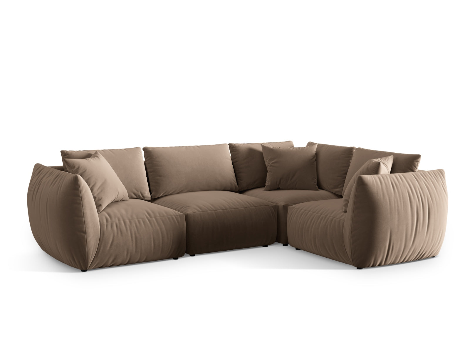 Chris Velour Ecksofa rechts 4 Sitzer in Light Brown-Casino präsentiert im Onlineshop von KAQTU Design AG. Ecksofa rechts ist von Micadoni