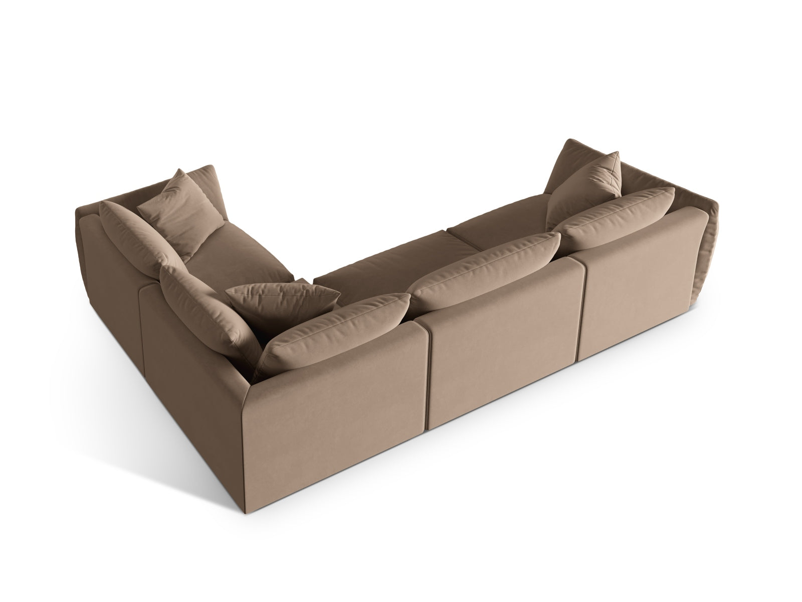Chris Velour Ecksofa rechts 4 Sitzer in Light Brown-Casino präsentiert im Onlineshop von KAQTU Design AG. Ecksofa rechts ist von Micadoni