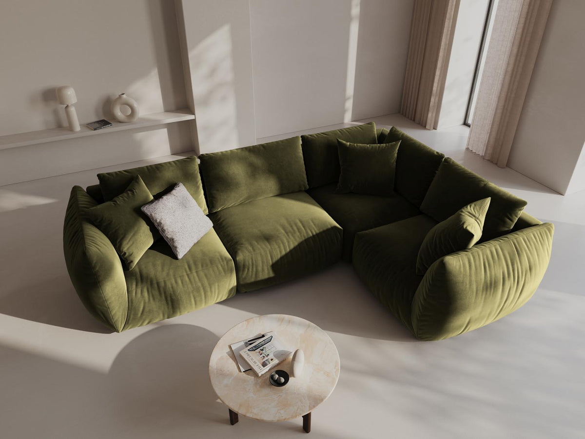 Chris Velour Ecksofa rechts 4 Sitzer in Light Green-Casino präsentiert im Onlineshop von KAQTU Design AG. Ecksofa rechts ist von Micadoni