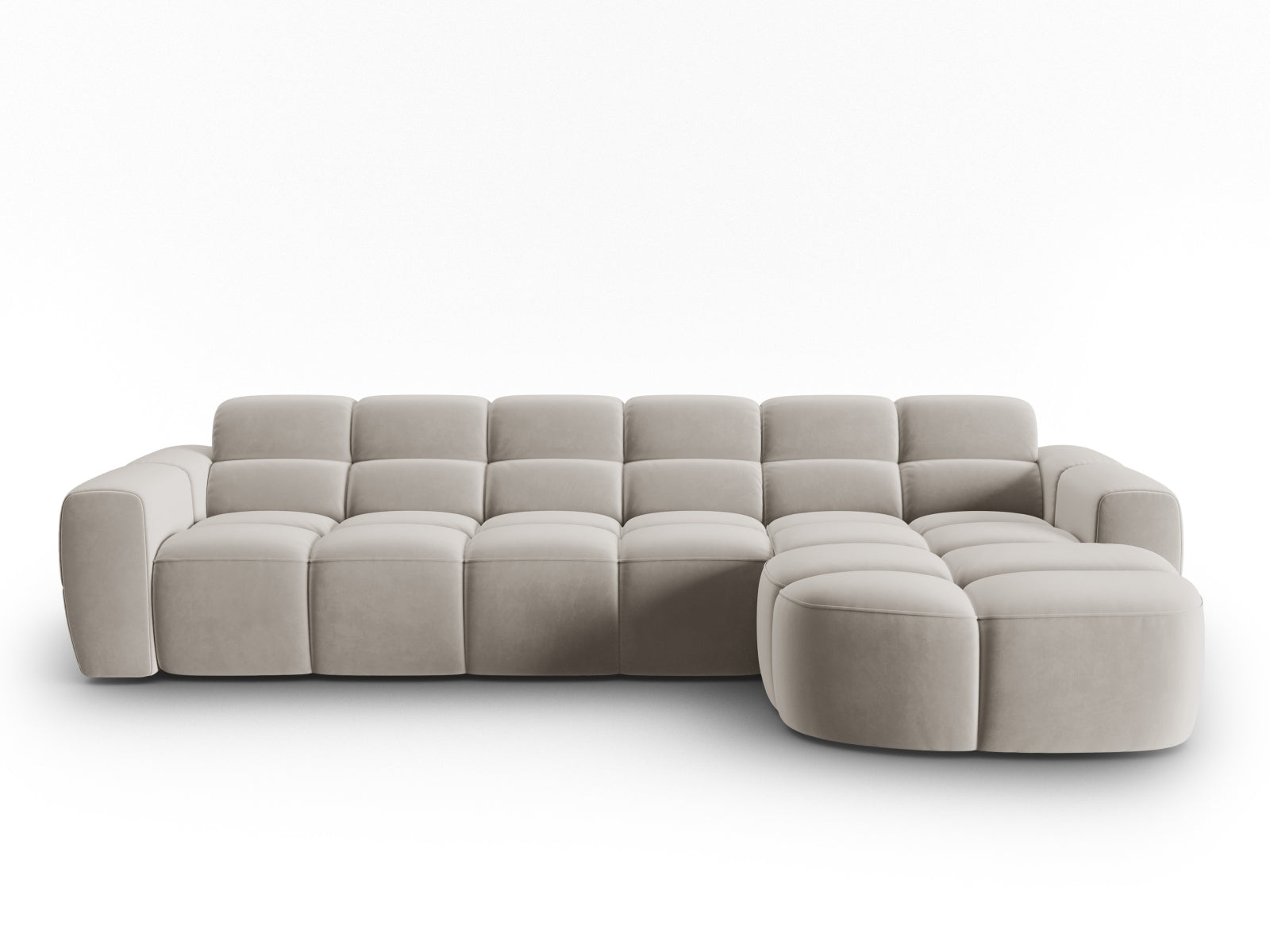 Lisa Velour Ecksofa rechts 4 Sitzer in Light Beige präsentiert im Onlineshop von KAQTU Design AG. Ecksofa rechts ist von Micadoni