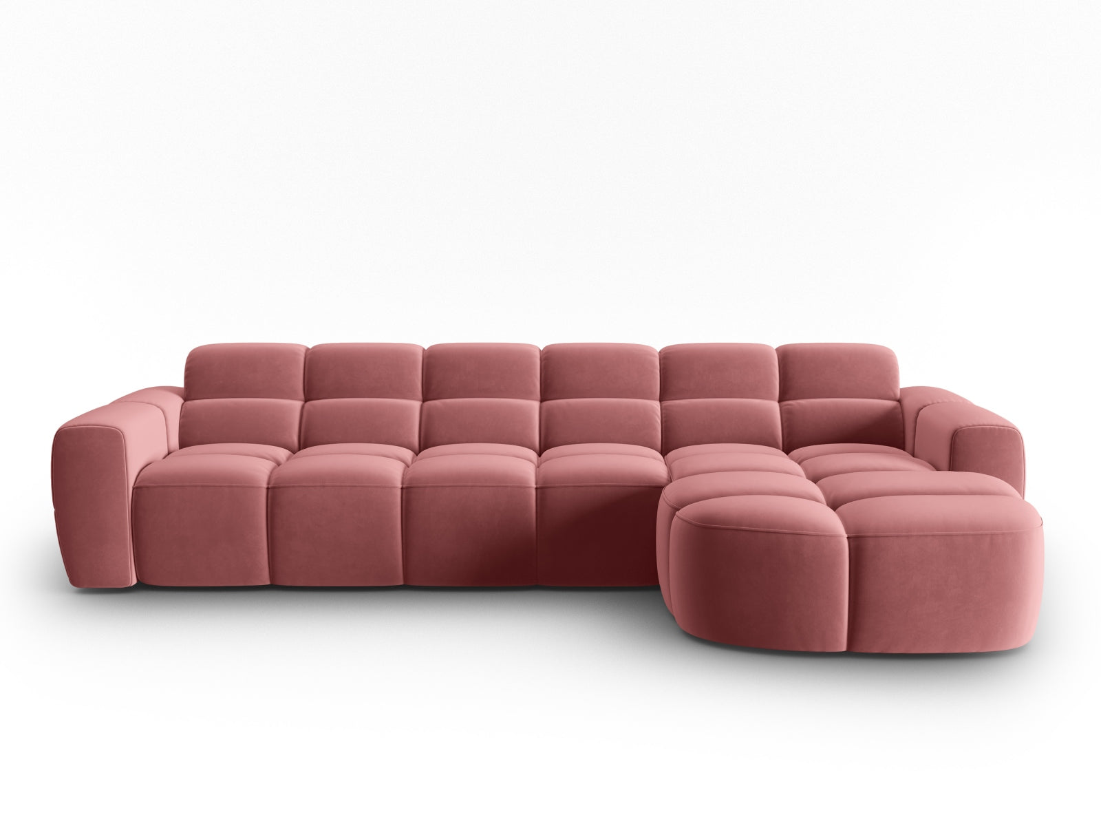 Lisa Velour Ecksofa rechts 4 Sitzer in Flamingo präsentiert im Onlineshop von KAQTU Design AG. Ecksofa rechts ist von Micadoni