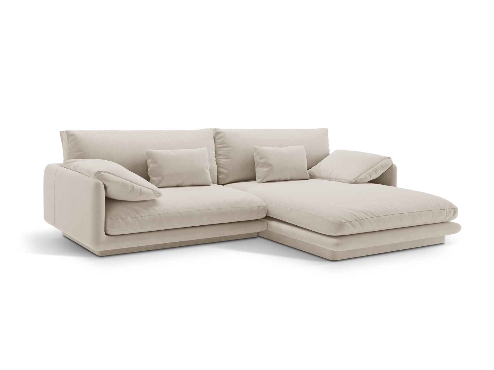 Torino Velour Ecksofa rechts 4 Sitzer in Ecru-Casino präsentiert im Onlineshop von KAQTU Design AG. L-Sofa rechts ist von Micadoni