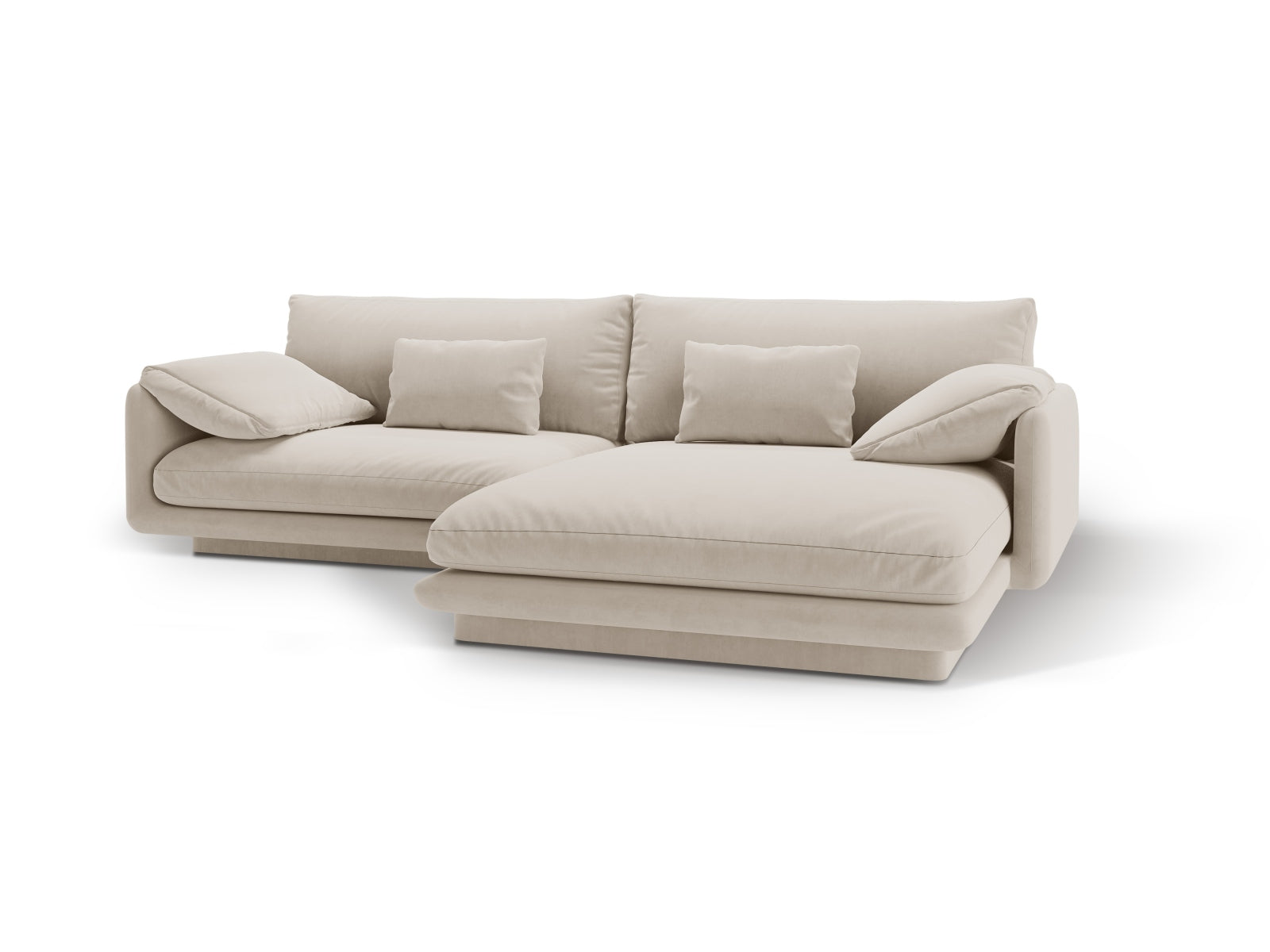 Torino Velour Ecksofa rechts 4 Sitzer in Ecru-Casino präsentiert im Onlineshop von KAQTU Design AG. L-Sofa rechts ist von Micadoni
