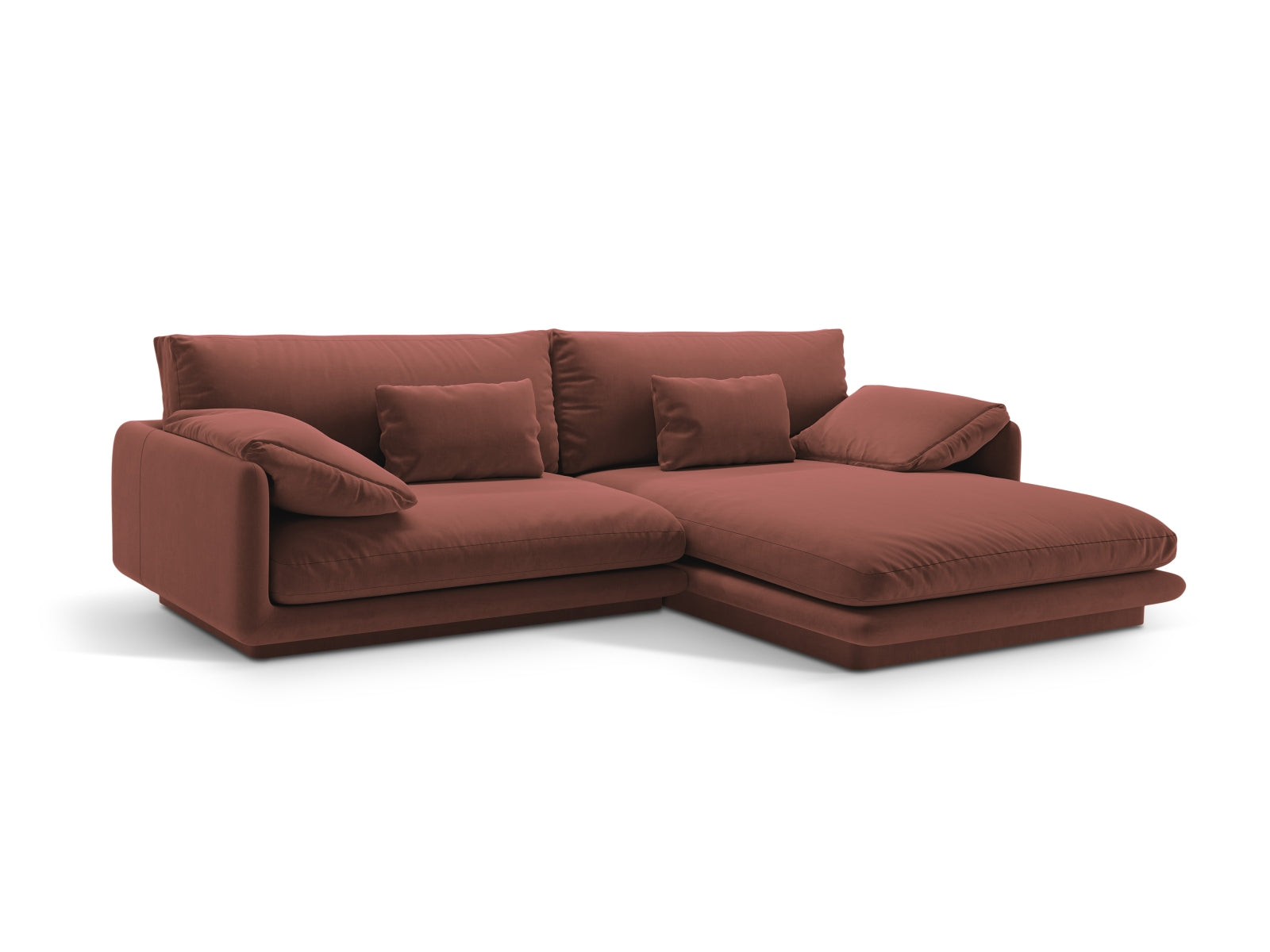 Torino Velour Ecksofa rechts 4 Sitzer in Cuoio-Casino präsentiert im Onlineshop von KAQTU Design AG. L-Sofa rechts ist von Micadoni