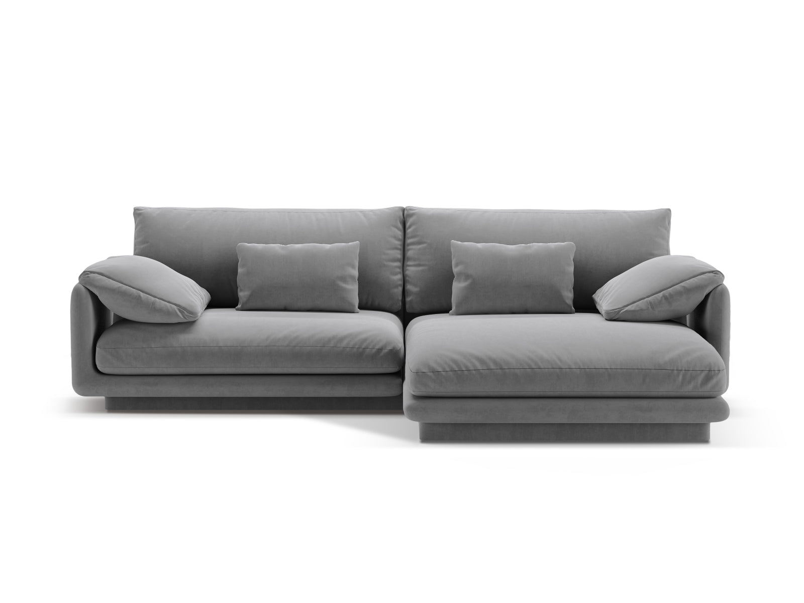 Torino Velour Ecksofa rechts 4 Sitzer in Light Grey-Casino präsentiert im Onlineshop von KAQTU Design AG. L-Sofa rechts ist von Micadoni