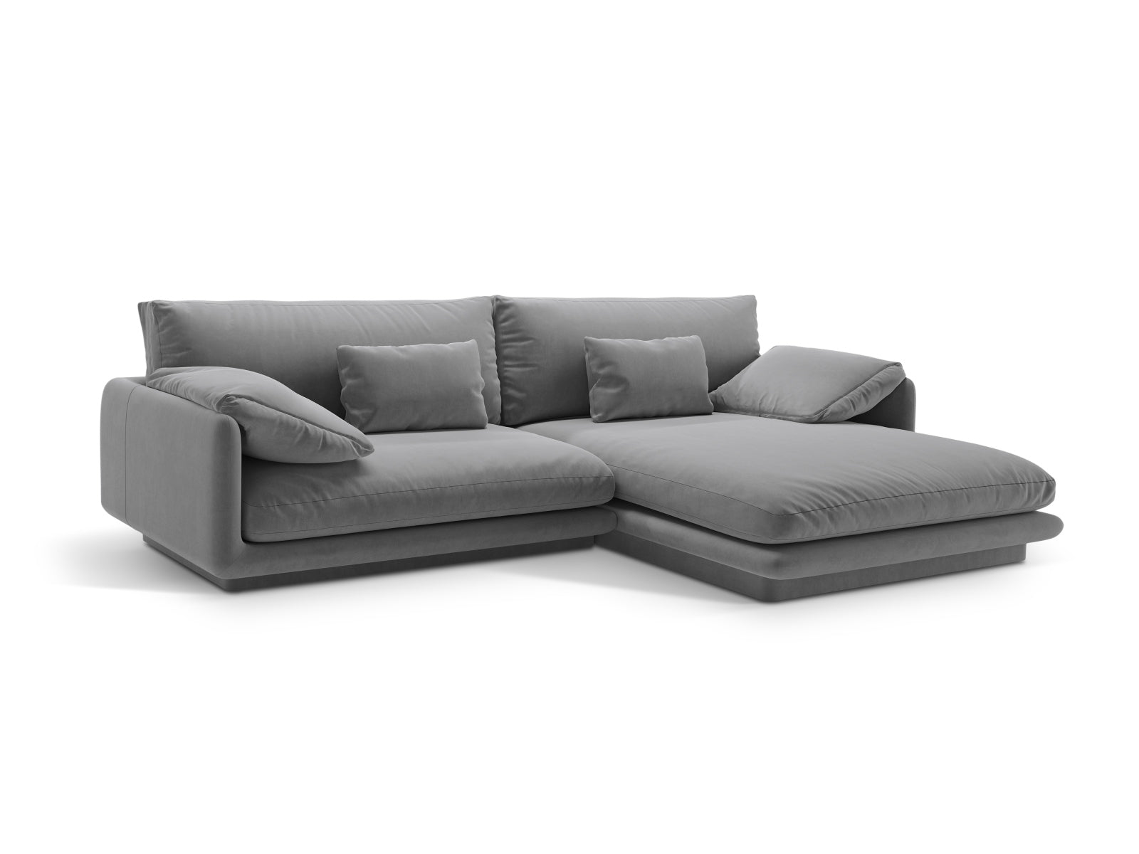 Torino Velour Ecksofa rechts 4 Sitzer in Light Grey-Casino präsentiert im Onlineshop von KAQTU Design AG. L-Sofa rechts ist von Micadoni