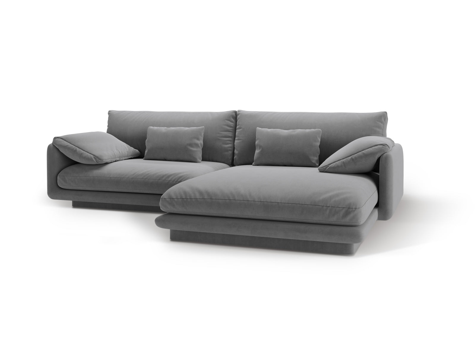 Torino Velour Ecksofa rechts 4 Sitzer in Light Grey-Casino präsentiert im Onlineshop von KAQTU Design AG. L-Sofa rechts ist von Micadoni