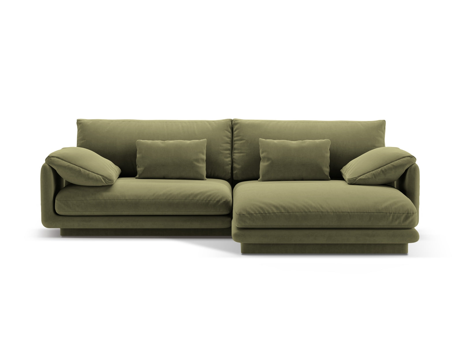 Torino Velour Ecksofa rechts 4 Sitzer in Light Green-Casino präsentiert im Onlineshop von KAQTU Design AG. L-Sofa rechts ist von Micadoni
