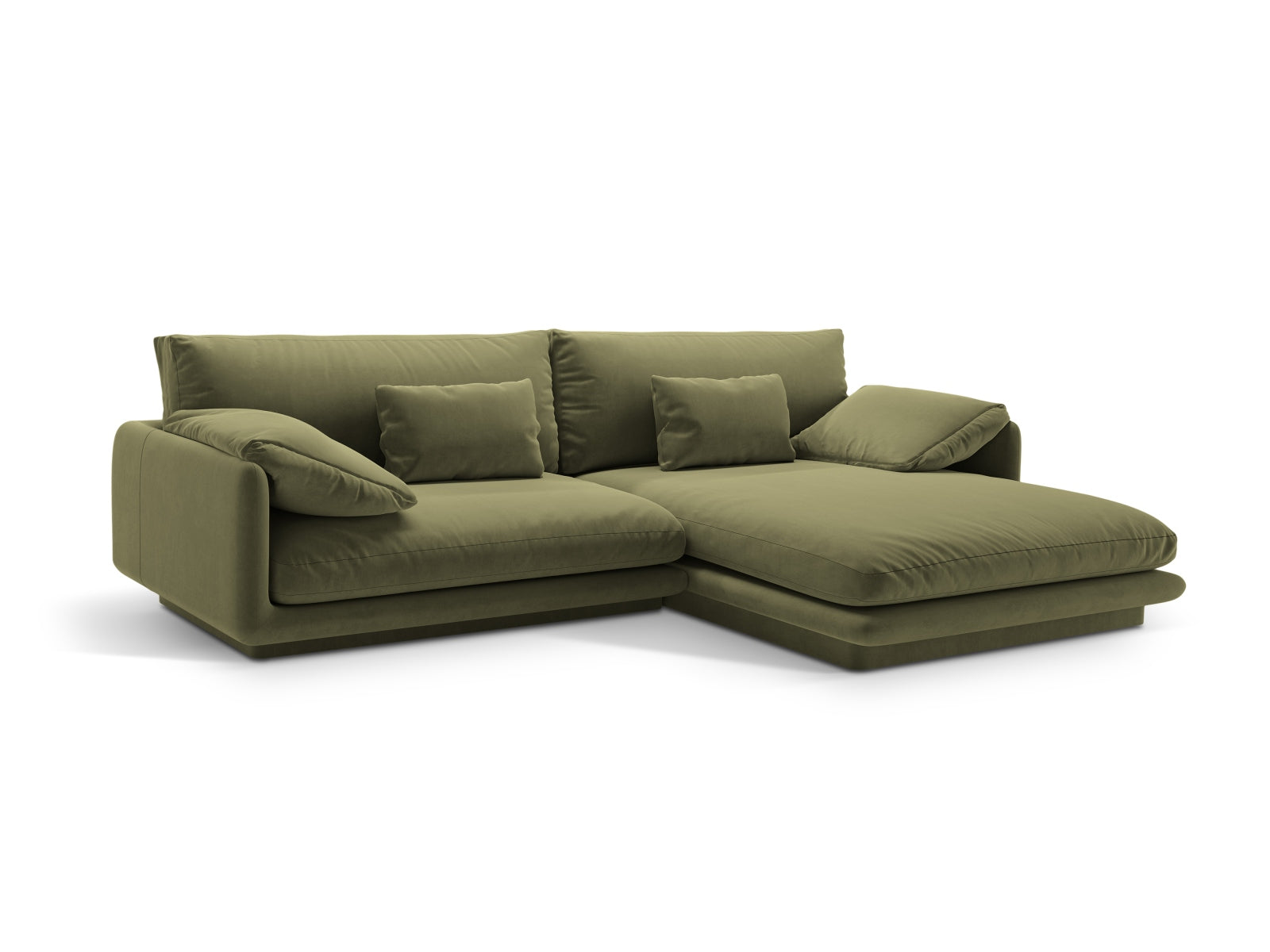 Torino Velour Ecksofa rechts 4 Sitzer in Light Green-Casino präsentiert im Onlineshop von KAQTU Design AG. L-Sofa rechts ist von Micadoni