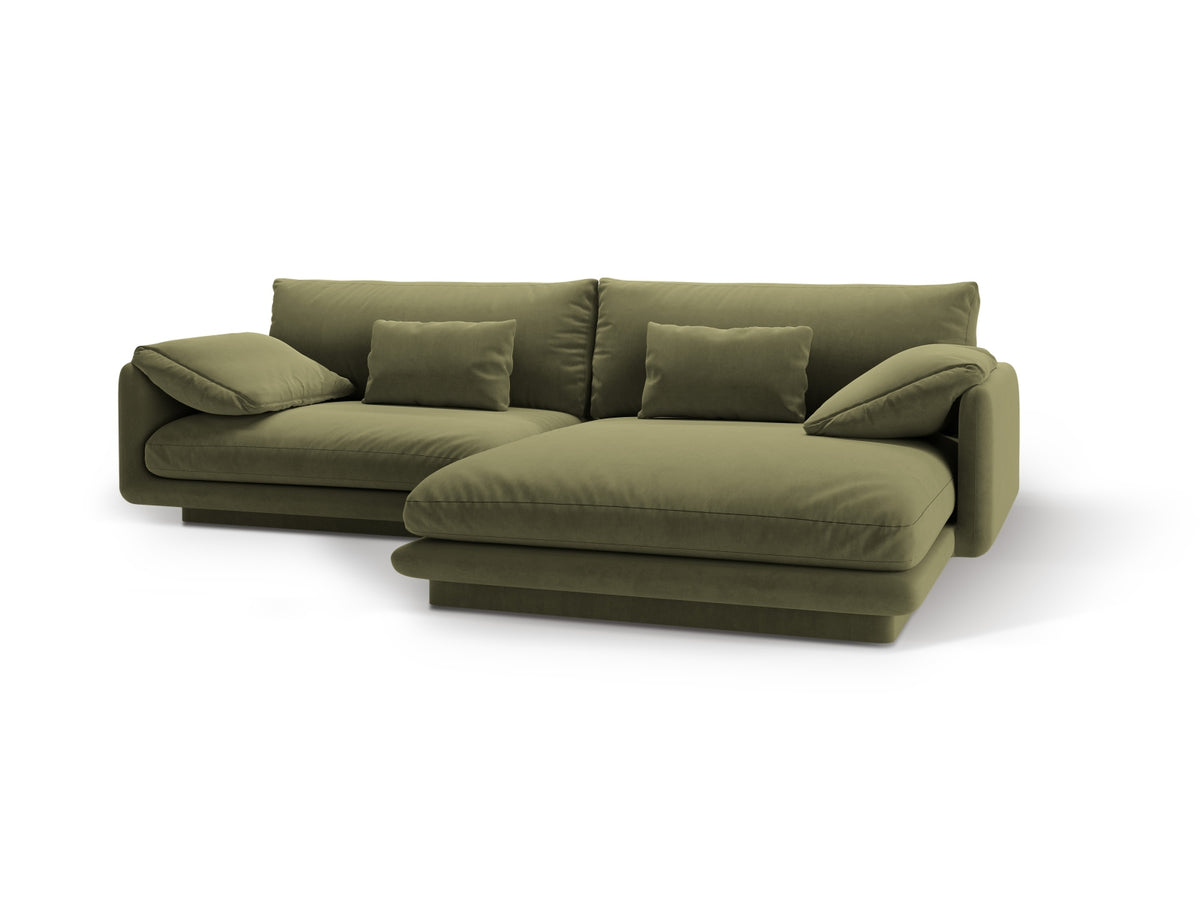 Torino Velour Ecksofa rechts 4 Sitzer in Light Green-Casino präsentiert im Onlineshop von KAQTU Design AG. L-Sofa rechts ist von Micadoni