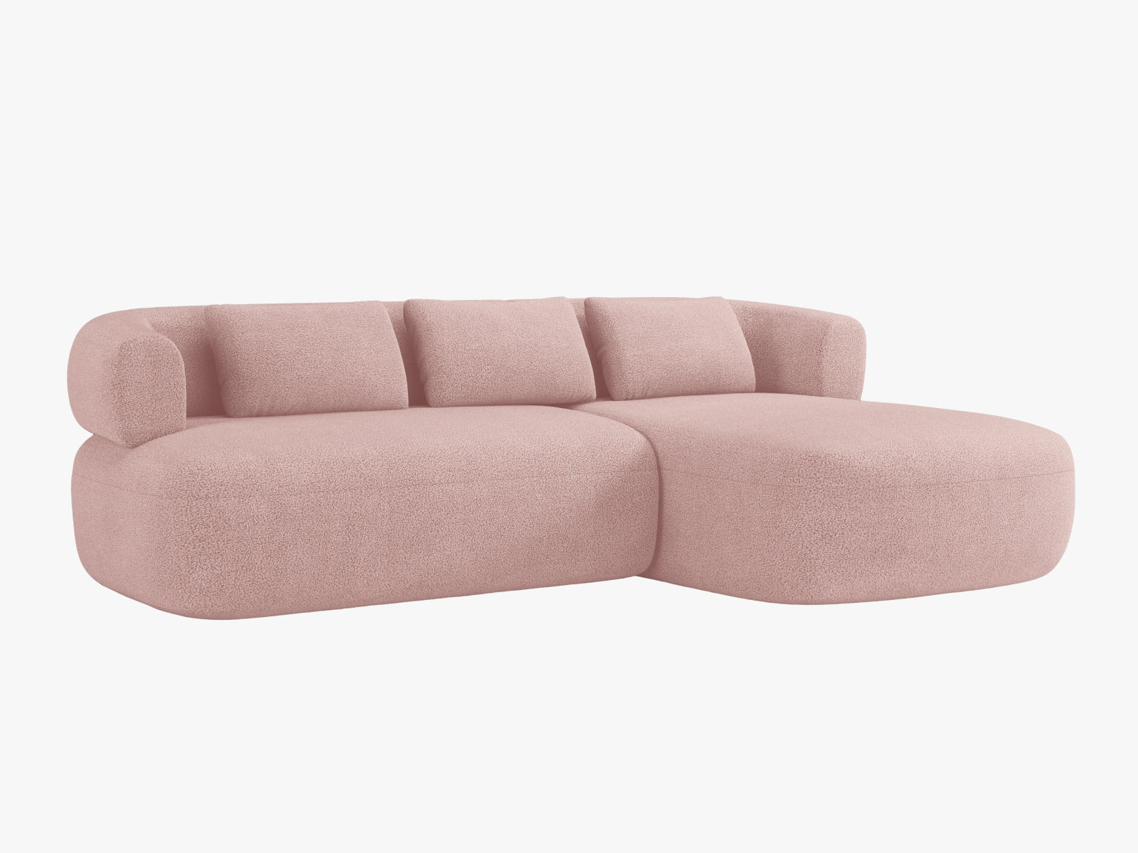 Elegantes Jenny Ecksofa in Powder Pink, 5-Sitzer, ideal für stilvolle Wohnräume. Hochwertige Verarbeitung von Micadoni.