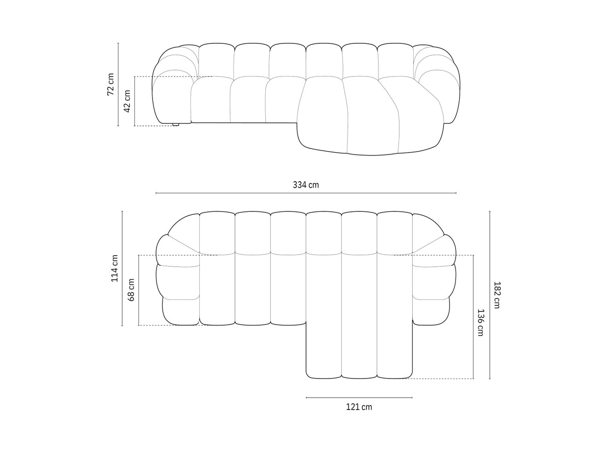 Diana Ecksofa rechts 4 Sitzer in Black-Sonic präsentiert im Onlineshop von KAQTU Design AG. L-Sofa rechts ist von Micadoni