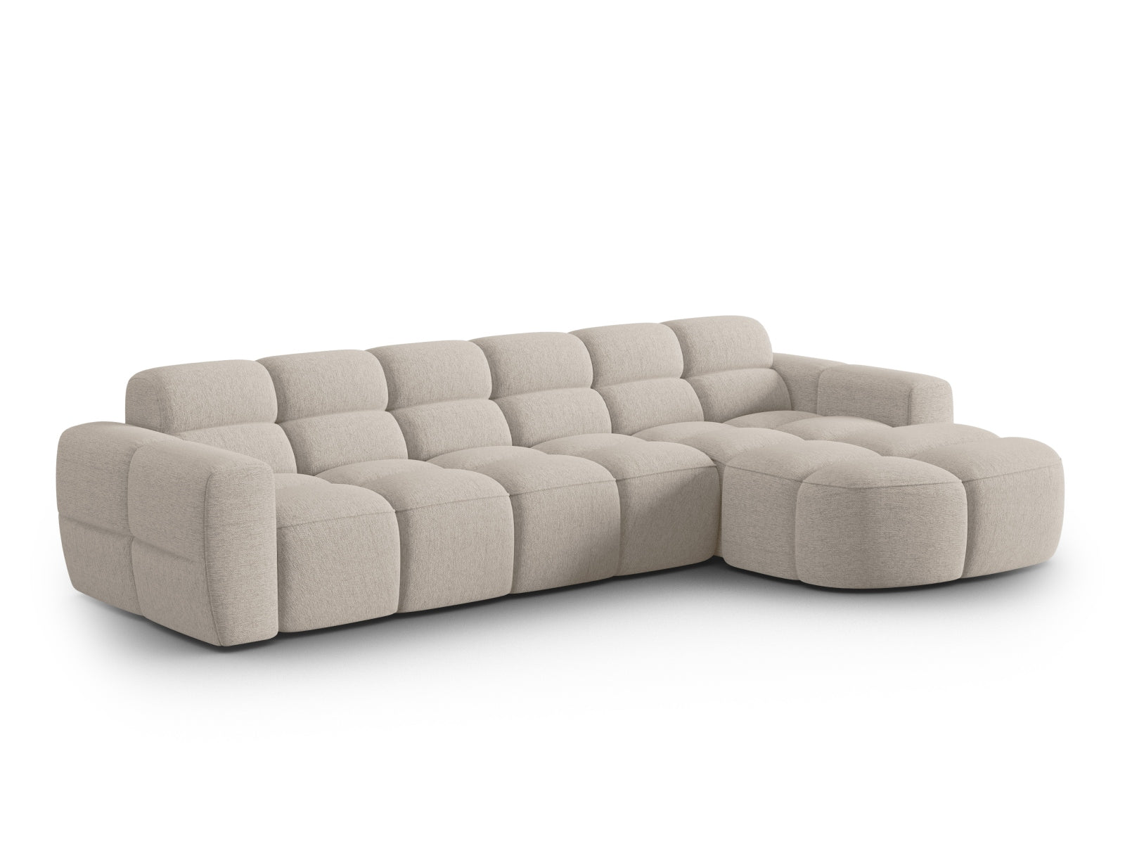 Entdecken Sie das elegante Lisa Ecksofa rechts 4 Sitzer von Micadoni. Hochwertiger Velours und modernes Design bieten perfekten Komfort für Ihr Zuhause.