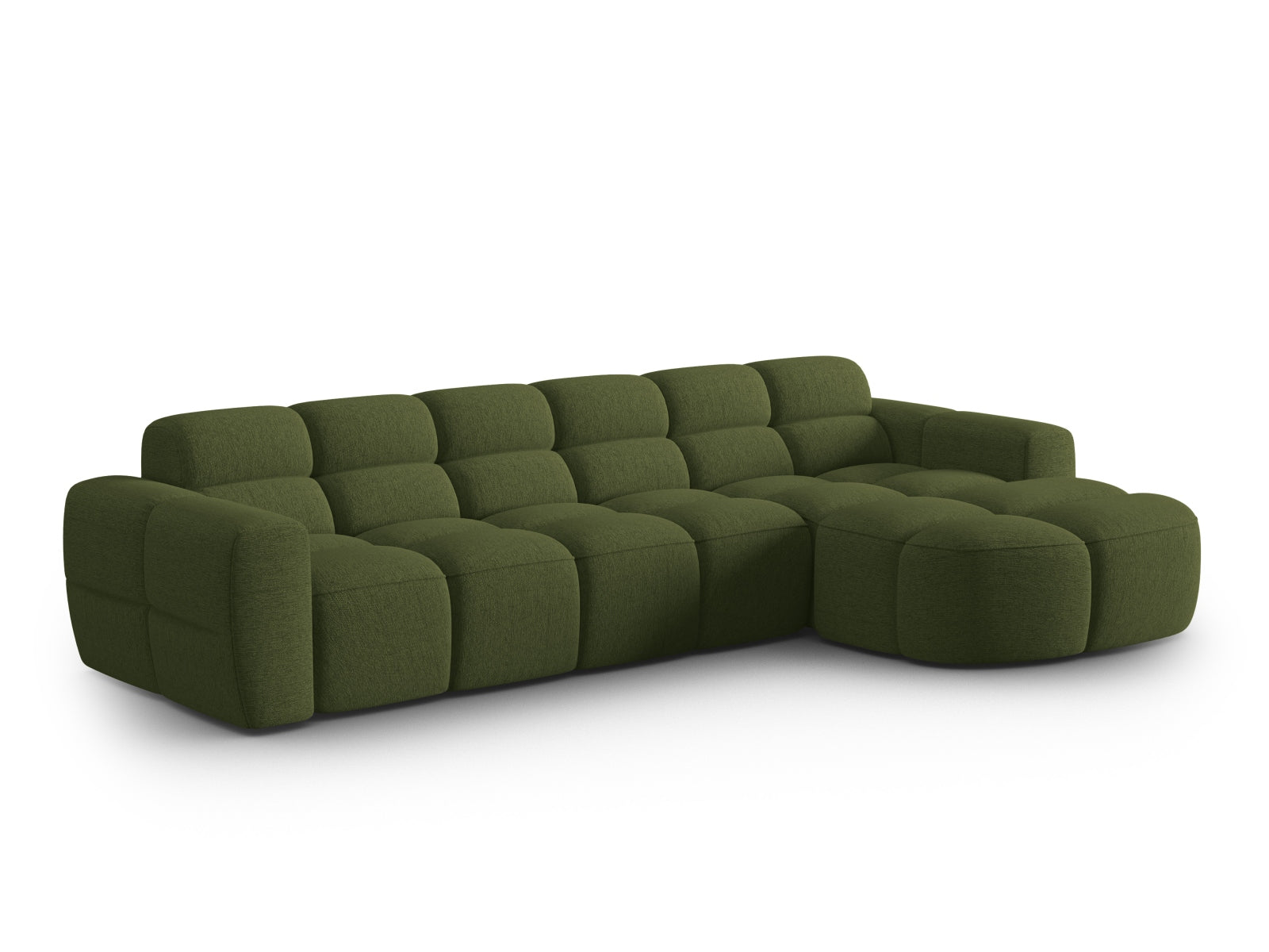 Entdecken Sie das elegante Lisa Ecksofa rechts 4 Sitzer von Micadoni. Hochwertiger Velours und modernes Design verwandeln Ihr Zuhause in eine Wohlfühloase.