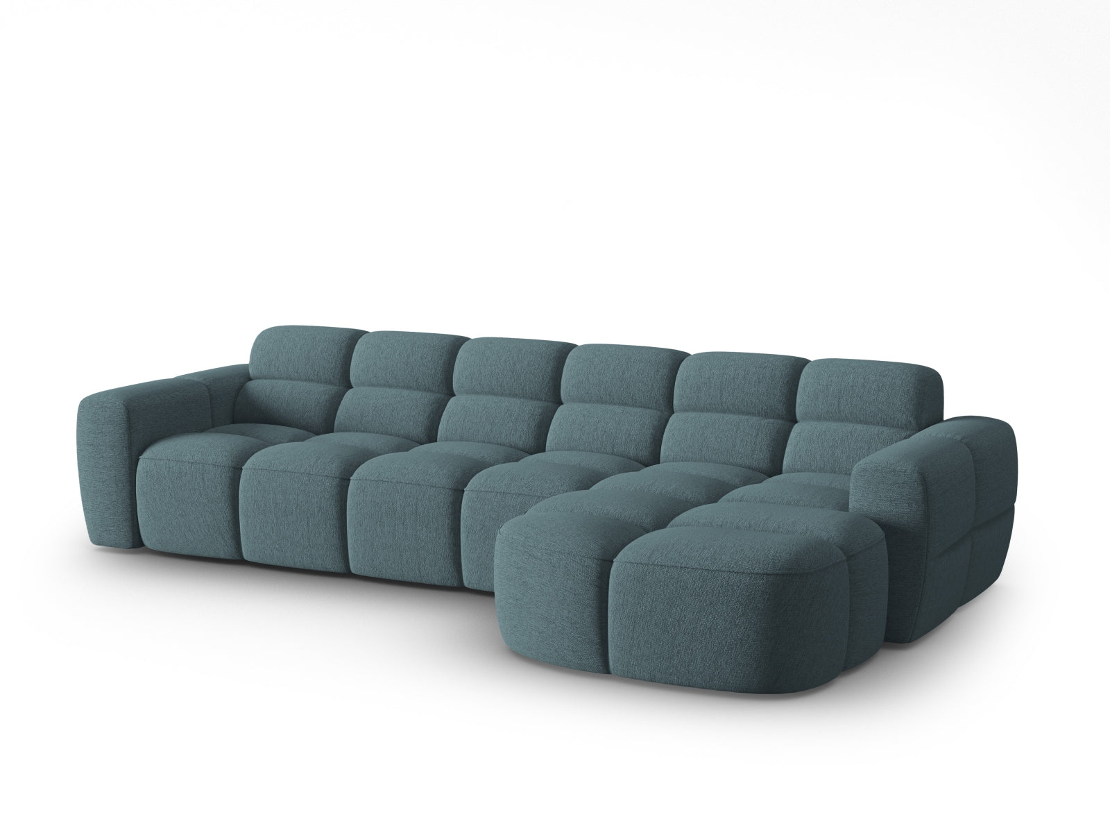 Entdecken Sie das elegante Lisa Ecksofa rechts 4 Sitzer von Micadoni. Hochwertiger Velours und modernes Design verwandeln Ihr Zuhause in eine Wohlfühloase.