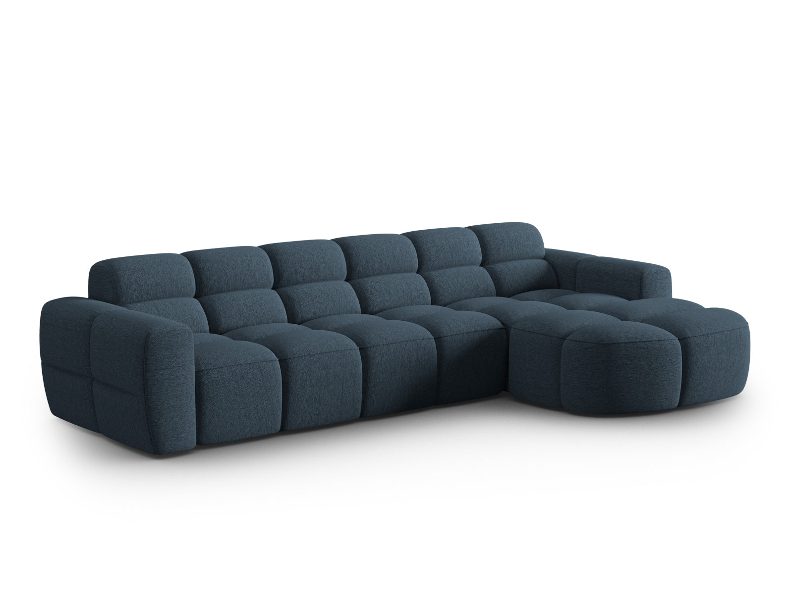 Entdecken Sie das elegante Lisa Ecksofa rechts 4 Sitzer von Micadoni. Hochwertiger Velours und modernes Design verwandeln Ihr Zuhause in eine Wohlfühloase.