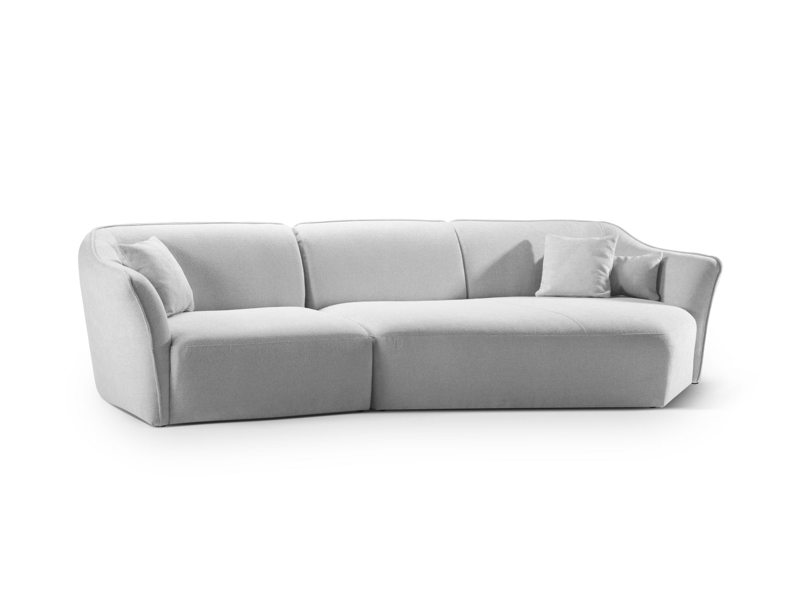 Erleben Sie das Hailey Boucle Ecksofa rechts von Micadoni – ein elegantes 5-Sitzer Sofa, das modernen Stil und höchsten Komfort bietet.