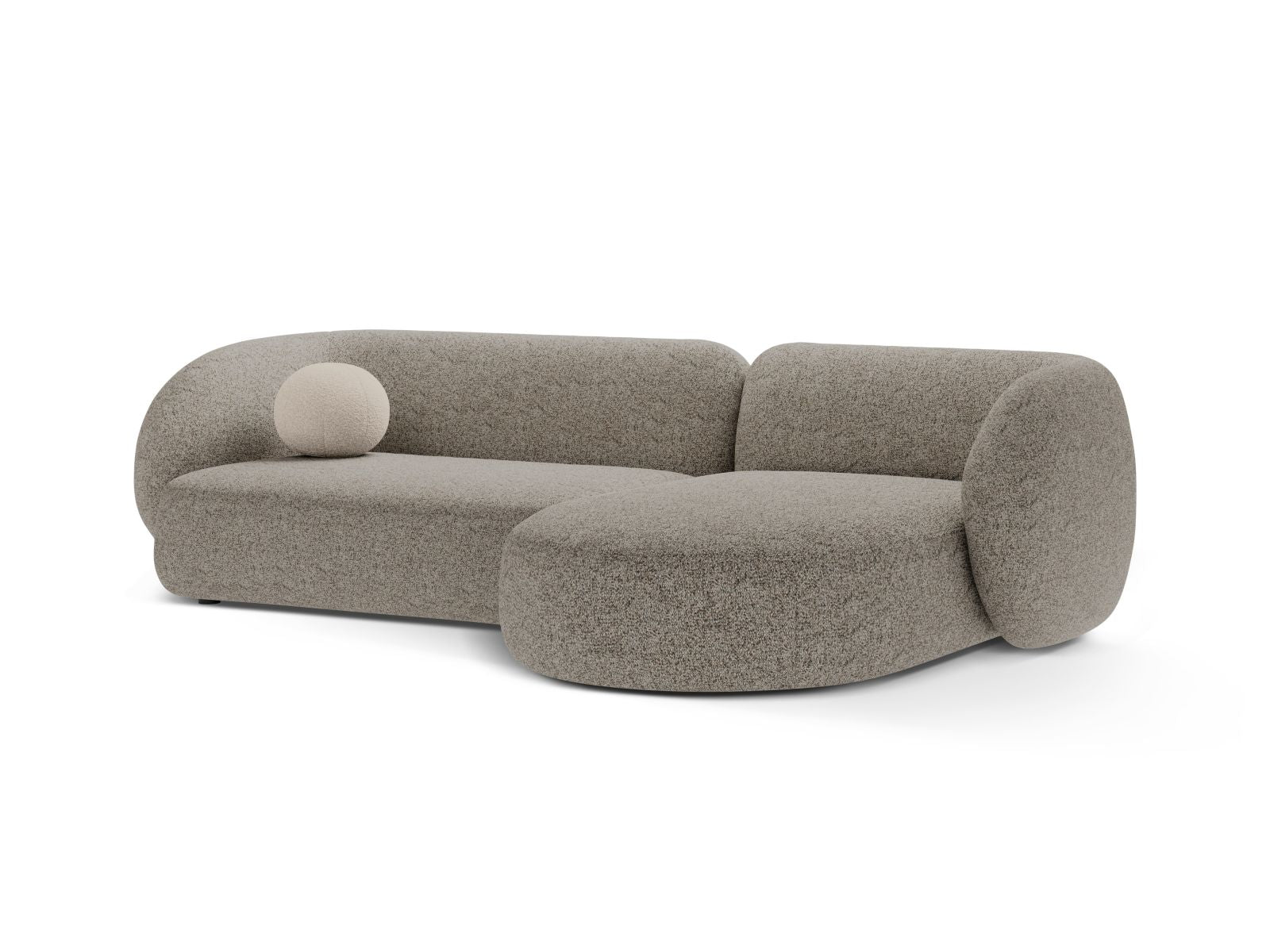Beige Melange 3-Sitzer Ecksofa rechts Kate von Micadoni, stilvolles Design für modernen Wohnraum, bequem und elegant.