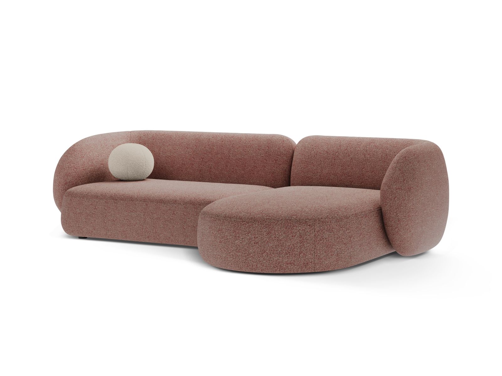 Stylisches 3-Sitzer Ecksofa rechts Kate in elegantem Pink Melange, ideal für moderne Wohnräume, von Micadoni.