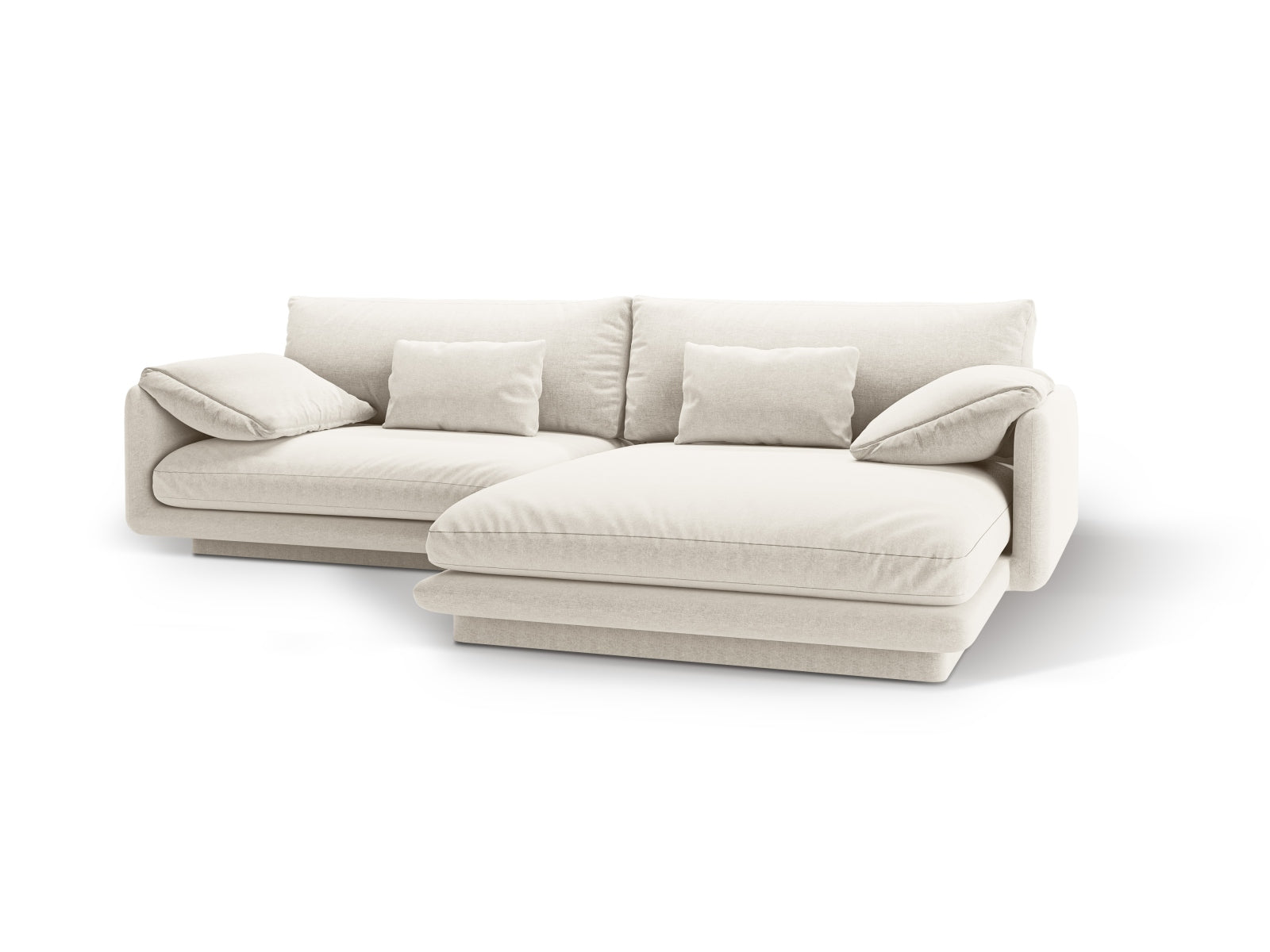 Elegantes Torino Ecksofa rechts, 4-Sitzer in Ivory-Wind, ideal für stilvolle Wohnräume. Komfort und Qualität vereint von Micadoni.