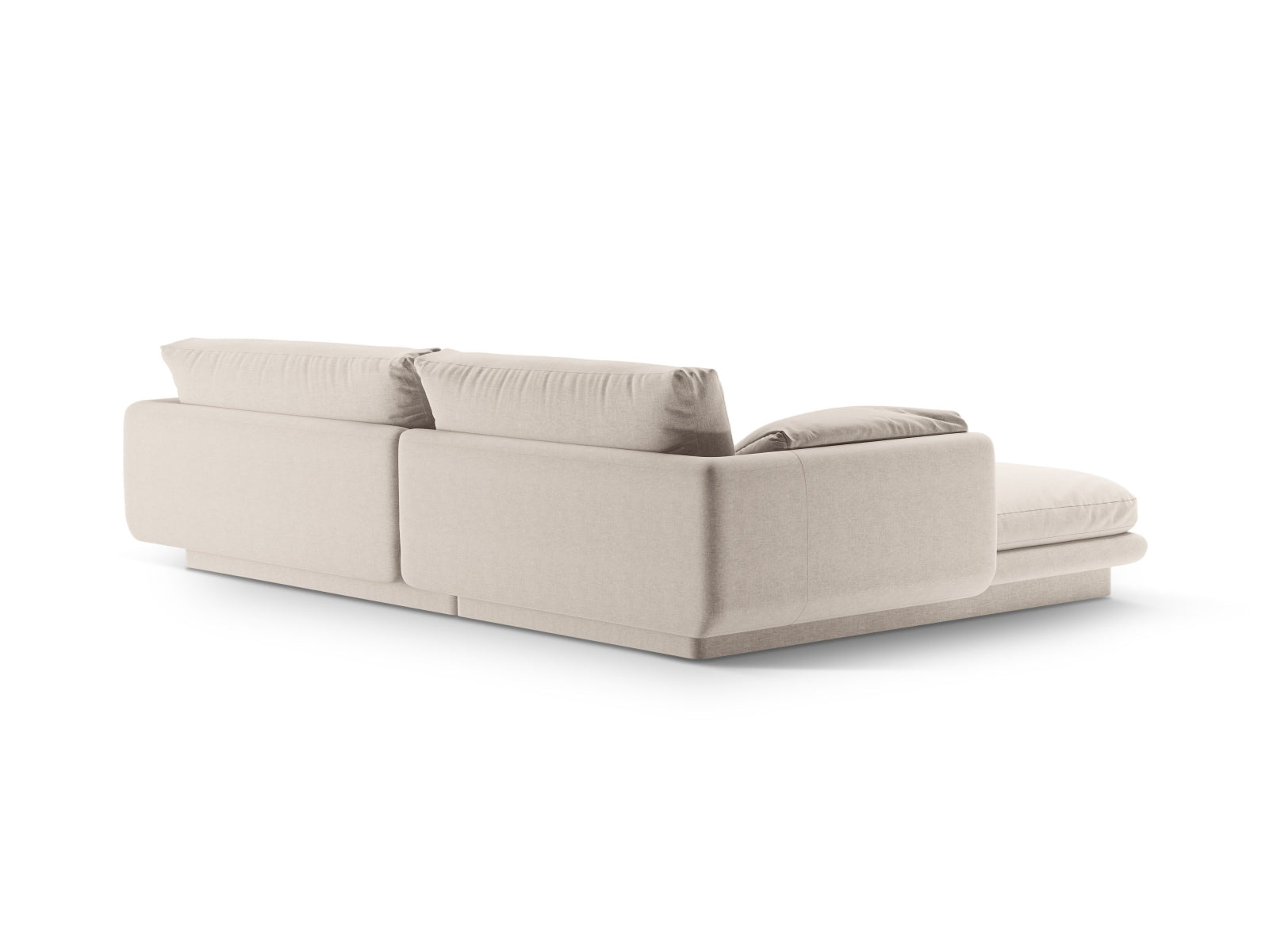Modernes Torino Ecksofa rechts, 4-Sitzer in sanftem Beige, perfekt für gemütliche Wohnzimmer. Hochwertige Materialien von Micadoni.