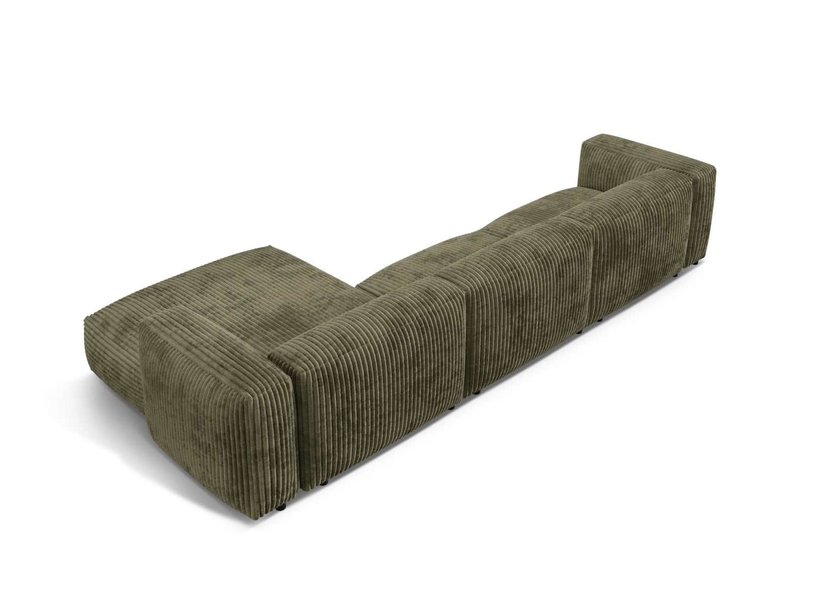 Elegantes Martina Ecksofa in Moss Green-Tilia, ideal für stilvolle Wohnräume. Modulares Design für individuelle Anpassung und Komfort.