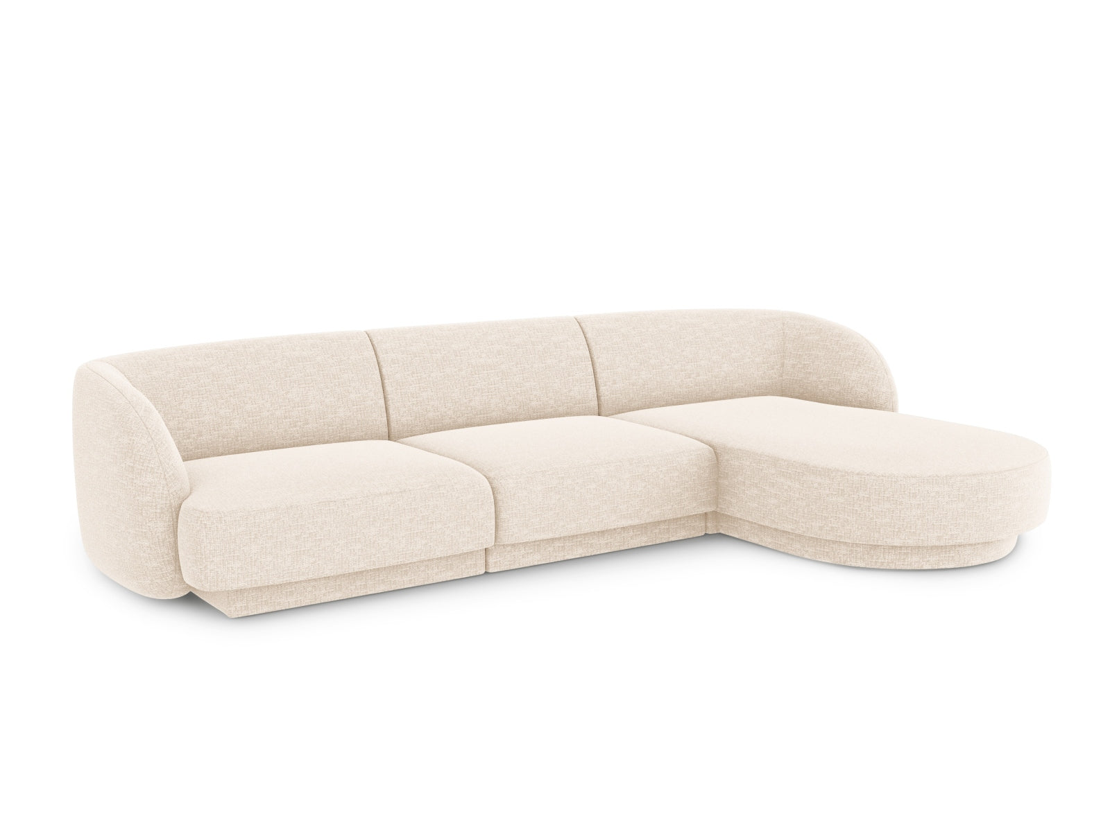 Elegantes Miley Ecksofa rechts, 4-Sitzer in Ivory-Eden, ideal für stilvolle Wohnräume. Hochwertige Verarbeitung von Micadoni.