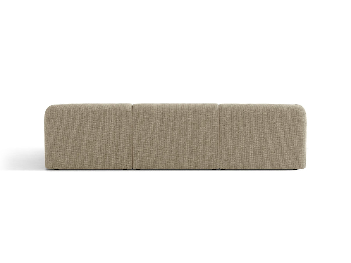 Dunkelbeiges L-Sofa Miley von Micadoni mit Bluvel-Stoffbezug, schwarzen Kunststoffbeinen und modularer Bauweise, rechts ausgerichtet.