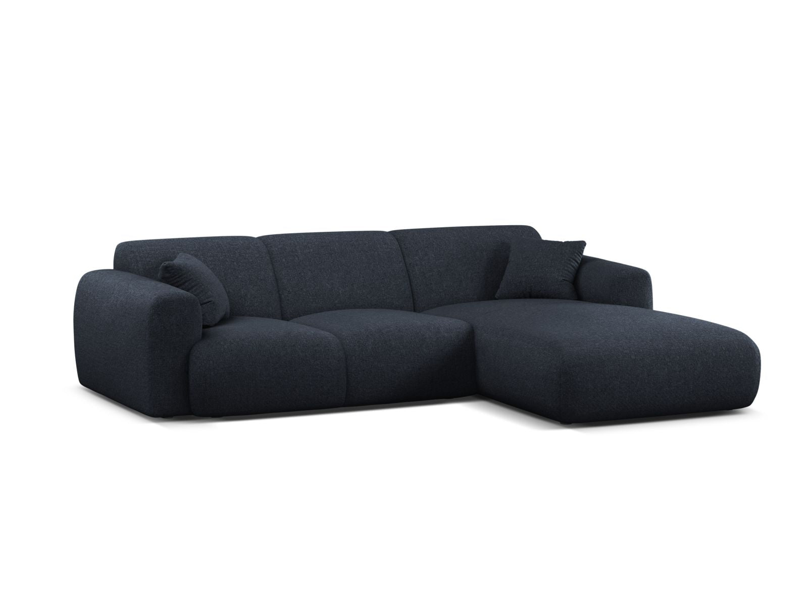 Elegantes 4-Sitzer Ecksofa rechts Molino in Navy Blue-Eden, ideal für stilvolle Wohnräume, von Micadoni.