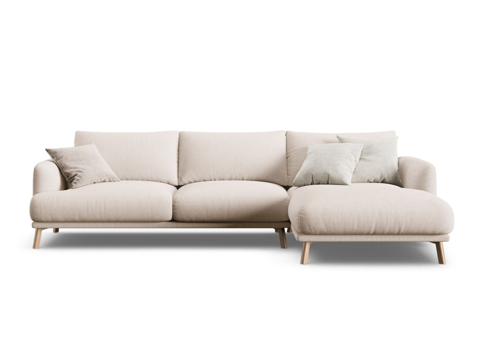 Modernes 4-Sitzer Ecksofa Naomi von Micadoni in sanftem Beige, ideal für entspannte Stunden und geschmackvolle Wohnräume.