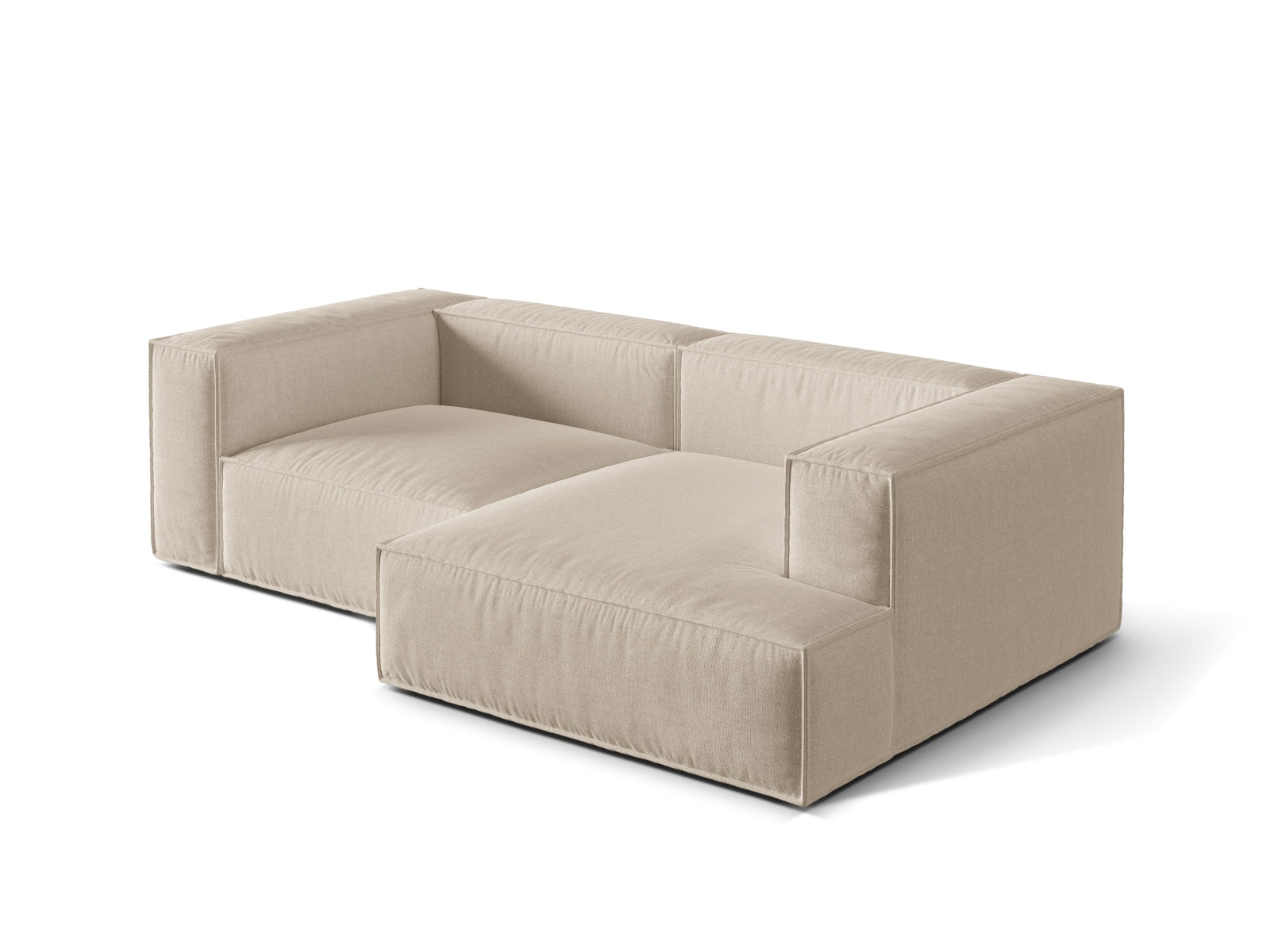 Modernes 3-Sitzer Ecksofa Nuria von Micadoni in sanftem Beige, ideal für gemütliche Wohnräume und stilvolle Einrichtung.