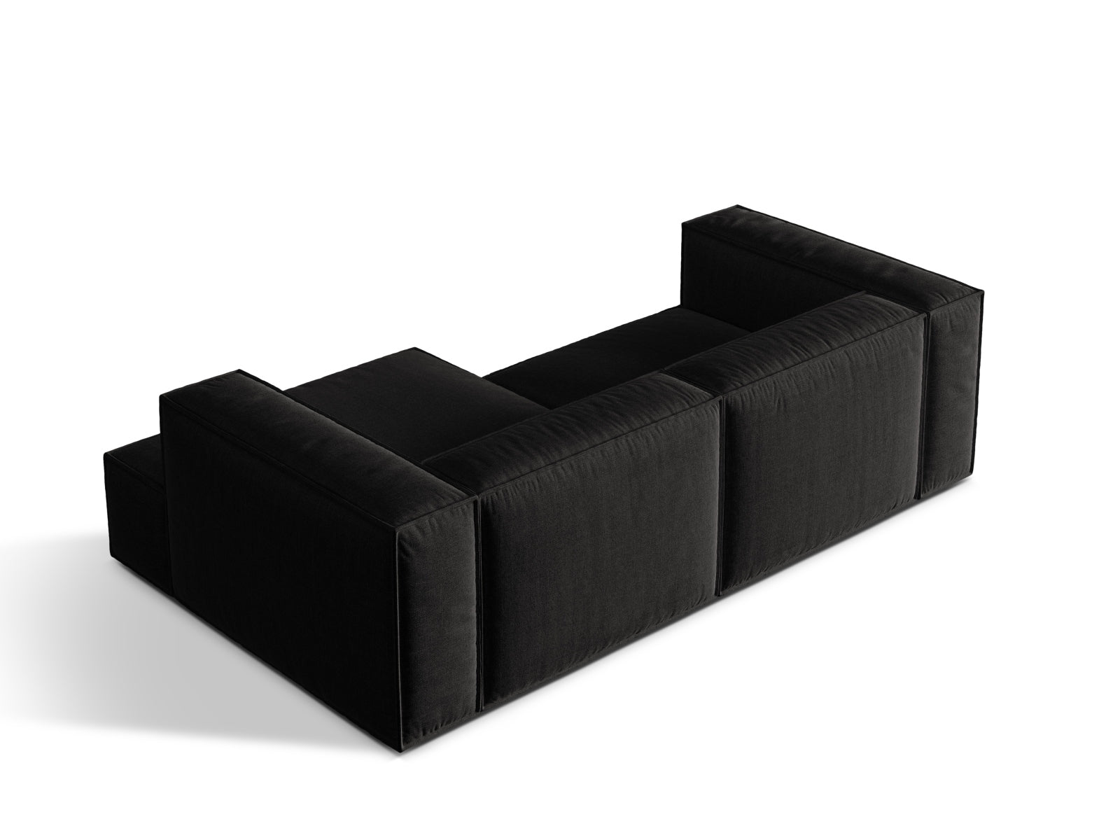 Stylisches 3-Sitzer Ecksofa rechts Nuria in zeitlosem Schwarz, perfekt für gemütliche Abende und stilvolle Einrichtung von Micadoni.